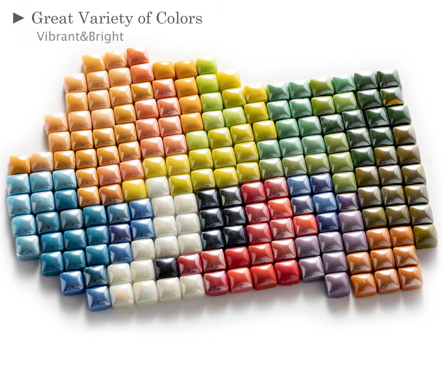 1.7 Pounds/350 Pieces Vibrant Glass Mosaic Tiles Assortment for Crafts, Colorful Glossy Stone Glass Tiles Pieces Bulk for Mosaic Art Craft Home Garden Decoration