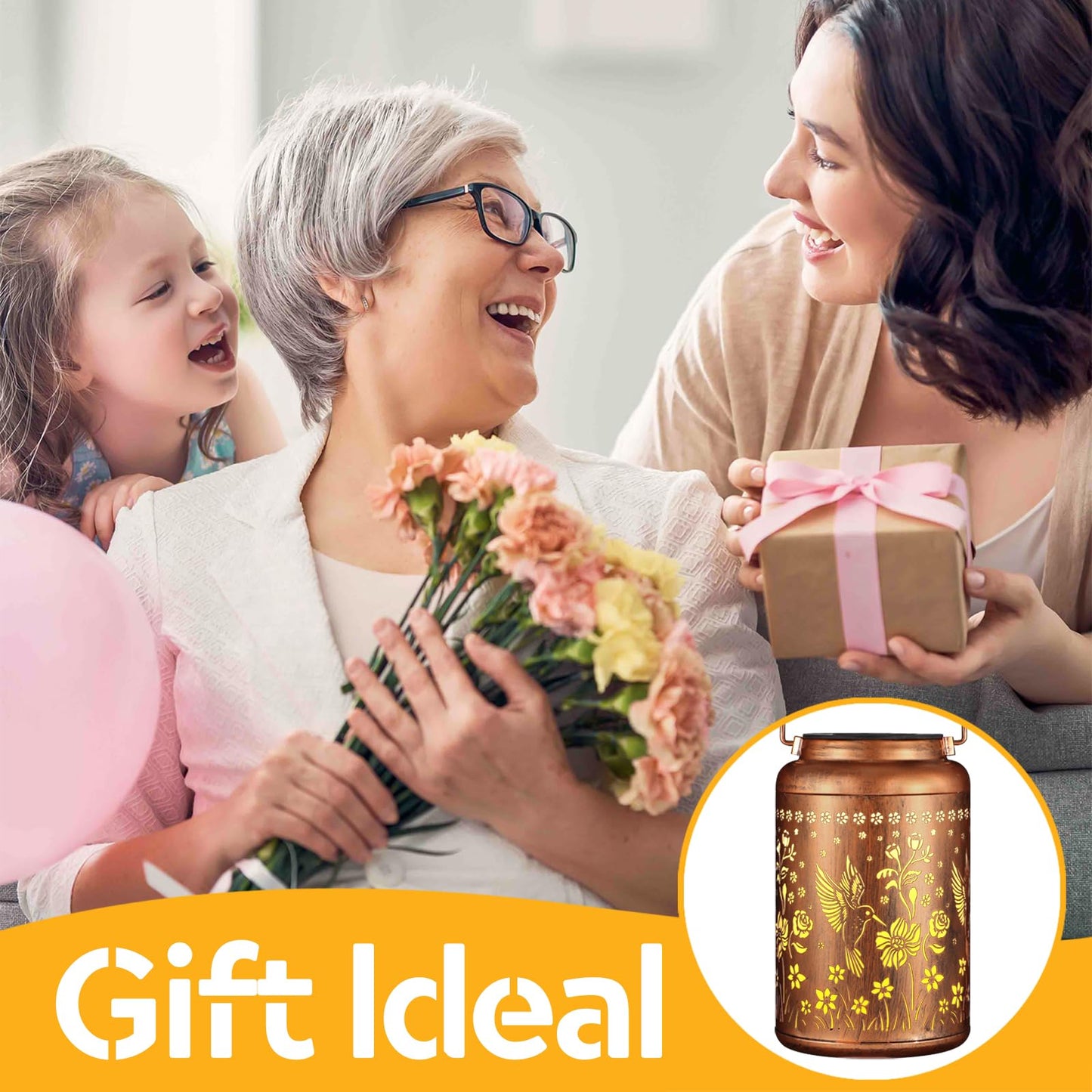 Solar Lanterns Outdoor Waterproof Hummingbird Garden Decor Birthday Mothers Day Gifts for Women Mom Grandma Hanging Solar Lights Metal Solar Decoration Outside for Yard, Backyard, Patio Deals