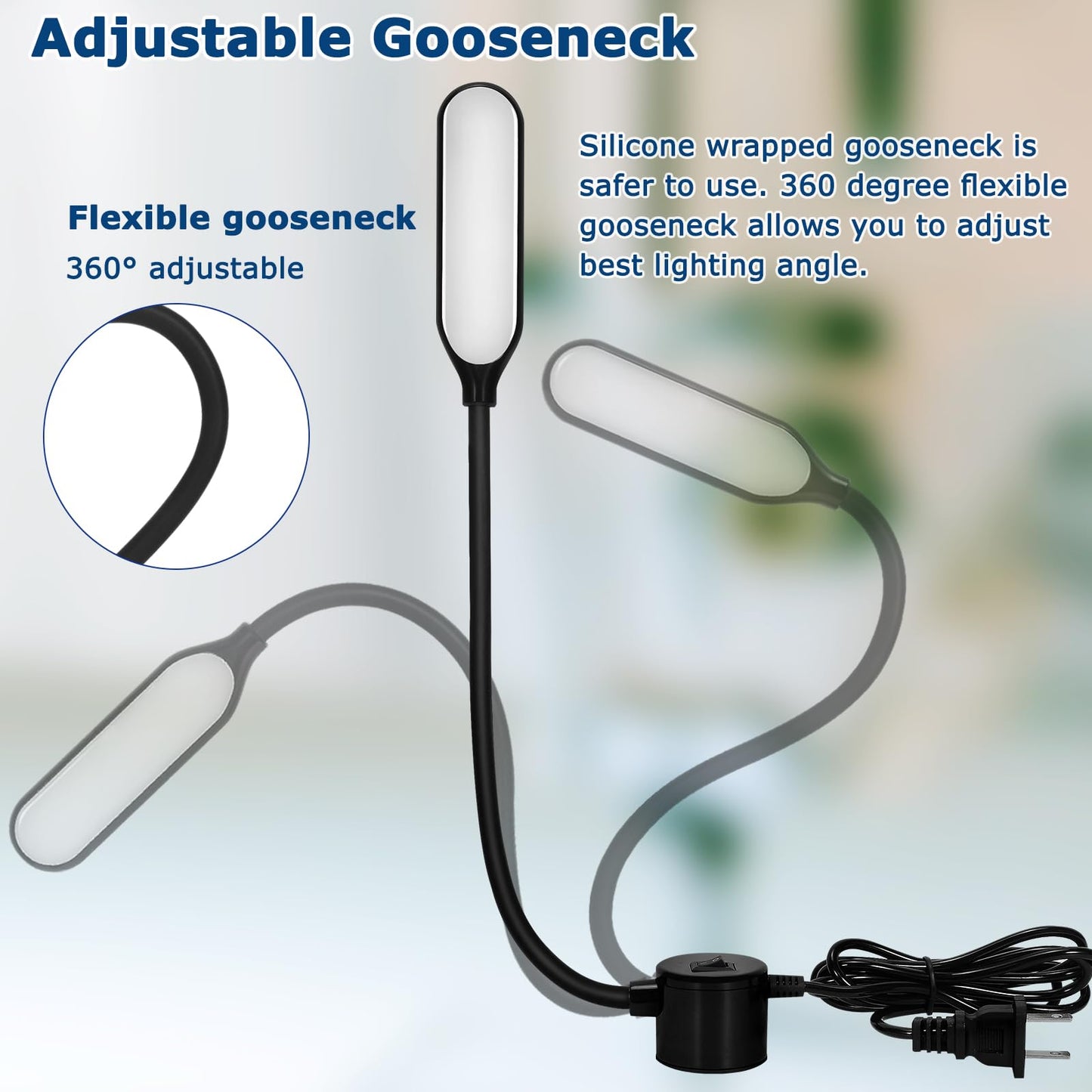 Sewing Machine Light, 30 Led Flexible Gooseneck Work Light with Magnetic Mounting Base, 6000K Daylight Workbench Lamp for Lathes, Drill Presses, 3D Printer - Black