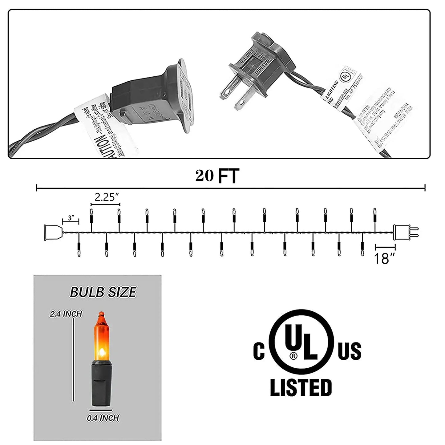 Purple and Orange Halloween Lights, 20FT 100 Count Incandescent Mini String Lights, Waterproof Halloween Decorations for Outdoor Indoor Patio Home Party Garden Yard Decor