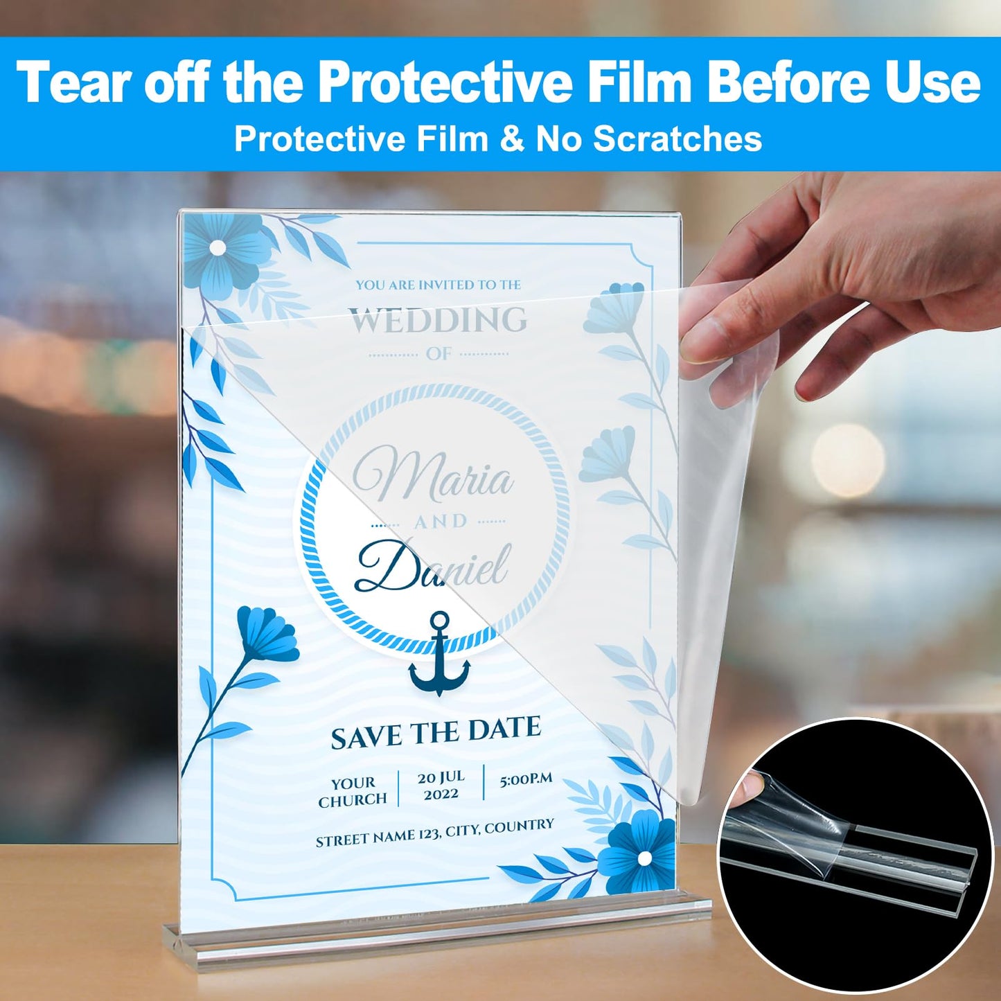10 Pack Acrylic Sign Holder 4x6, Double-Sided Stand up Table Top Sign Holders, Clear Acrylic Picture Frame Paper Holder Display Stand for Office Business Store Wedding Party