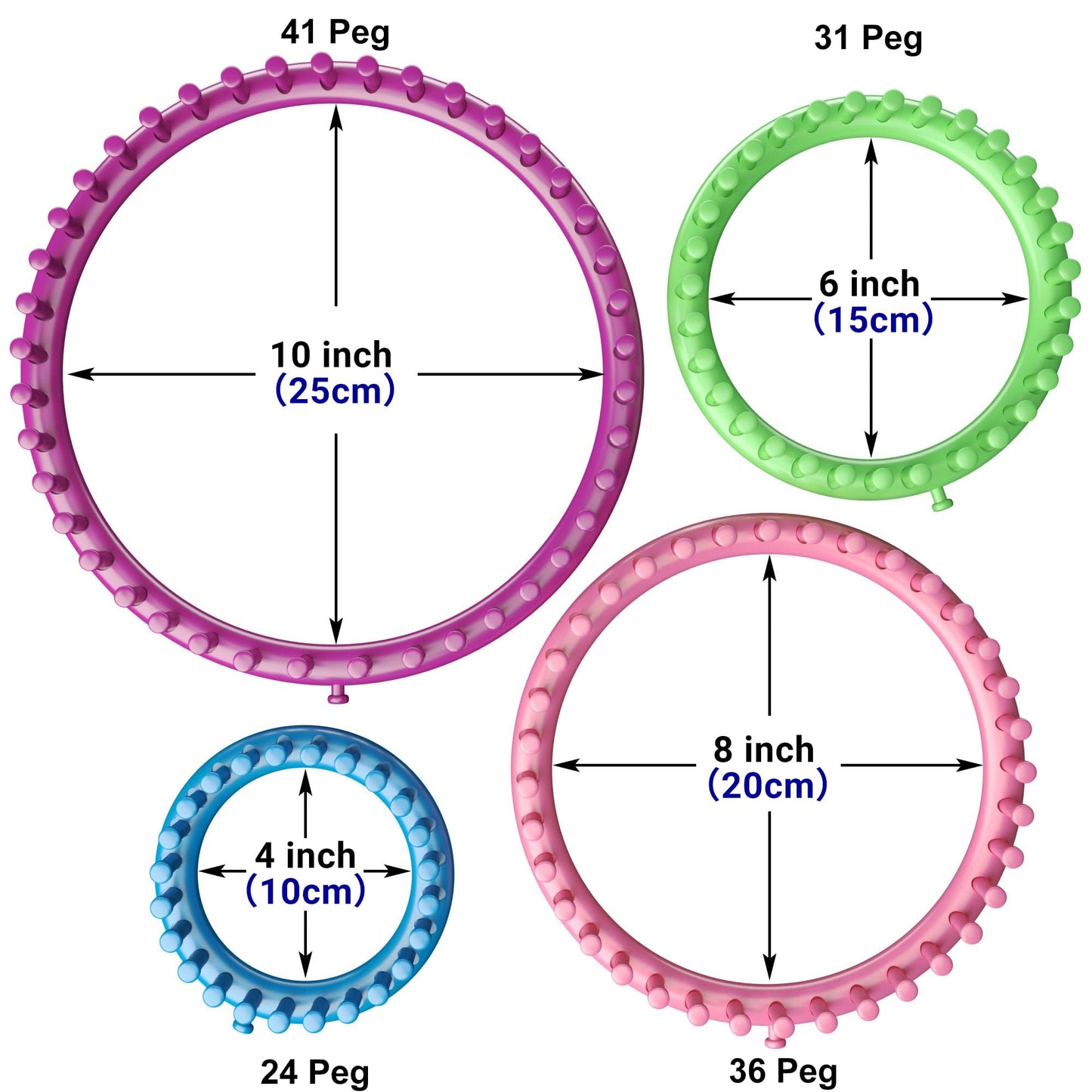 Round Knitting Looms Set Craft Kit Tool with Hook Needle and Pompom Maker
