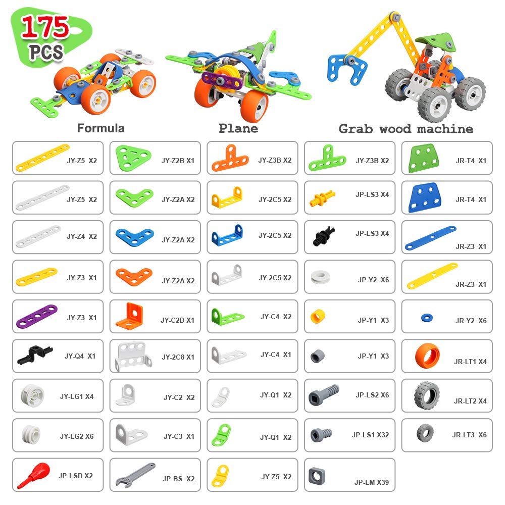 11 in 1 Stem Building Toys for Kids Ages 4-8 Easter STEM Toys for 4 5 6 7 8+ Year Old Boy Birthday Gift Idea, 175 Pcs Educational Construction Toys for Boys 5-7 4-6 6-8 Erector Set Blocks Game