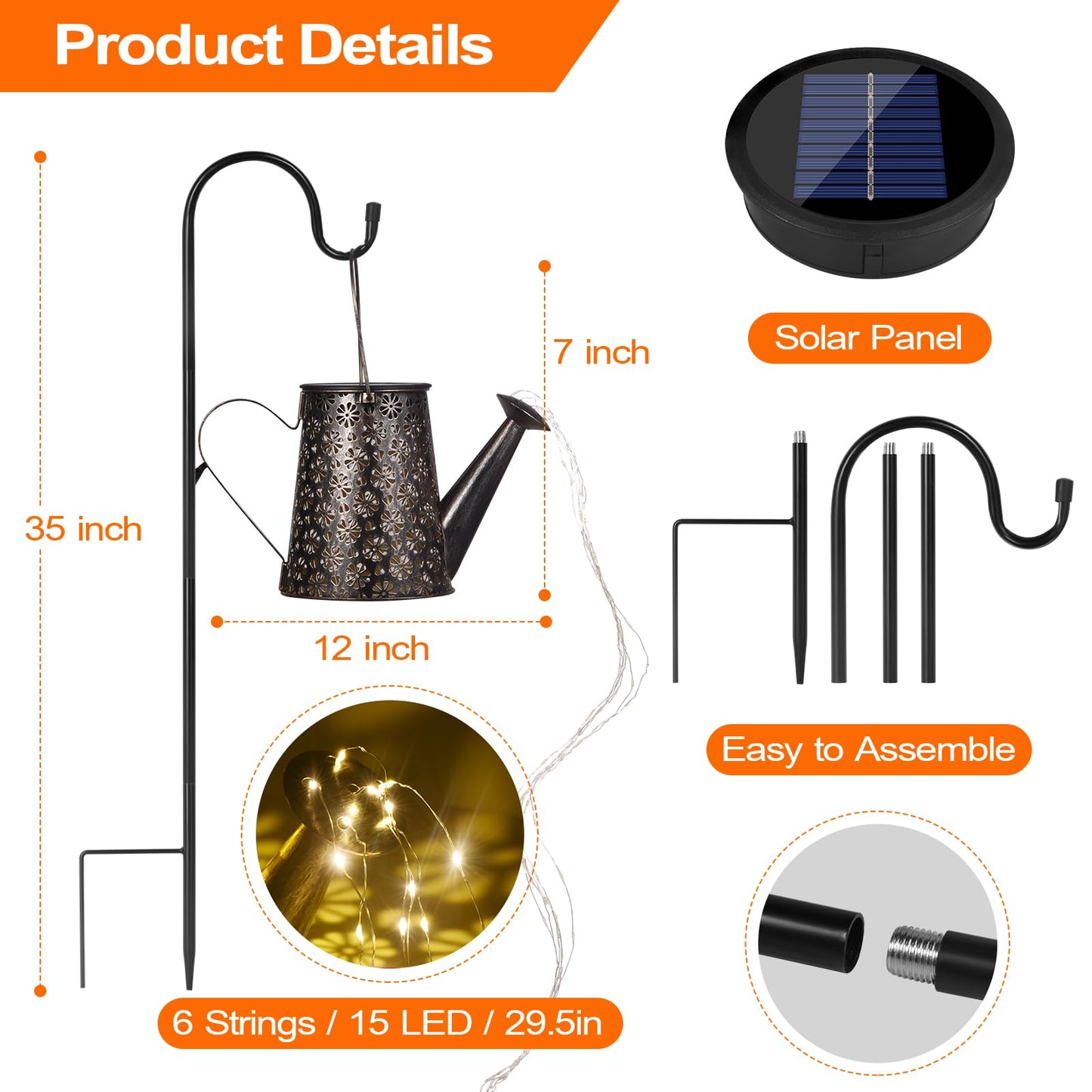 90 LED Solar Watering Can with Lights, Waterproof Large Hanging Lantern Landscape Solar Lights Outdoor Garden Decor for Outside Yard Porch Gardening Gifts for Mom Birthday Mother's Day
