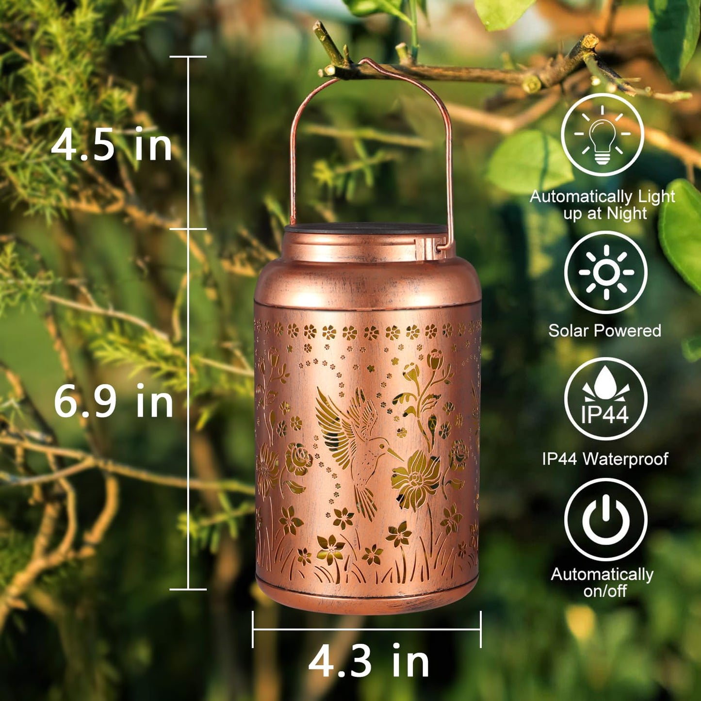 Solar Lanterns Outdoor Waterproof Hummingbird Garden Decor Birthday Mothers Day Gifts for Women Mom Grandma Hanging Solar Lights Metal Solar Decoration Outside for Yard, Backyard, Patio Deals