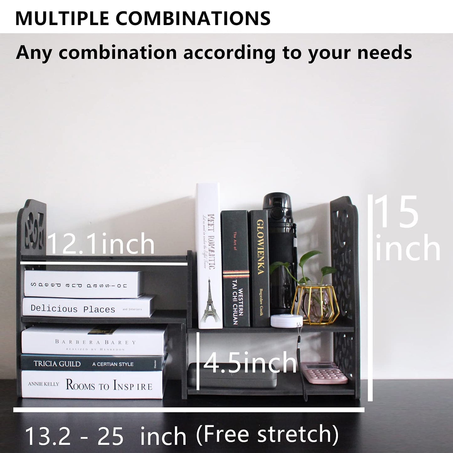 Small Bookshelf for Desktop Storage, Mini Cute Office Desk Shelves White Versatility Organizers for Women, Kids