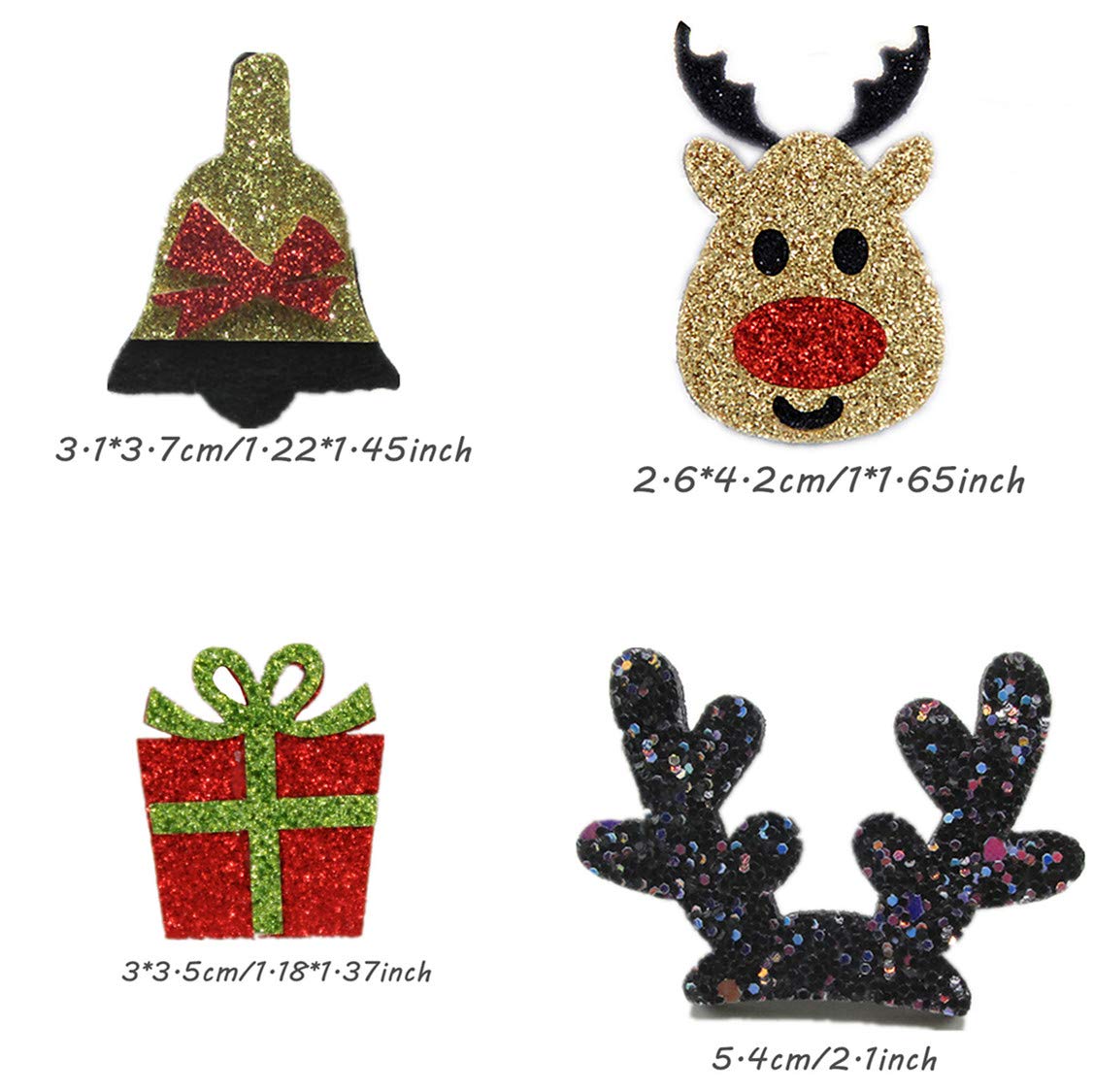28 Pieces Christmas Felt Applique Kits Santa Christmas Bells Deer Tree Gift Boxes Non Woven Fabric Patches Stickers Badge for Hair Accessories Scrapbook Xmas Decorations