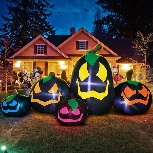 Halloween Inflatable Outdoor Decoration Blow up Yard Decorations, Inflatable Pumpkin Decor for Halloween Party,Light up Pumpkin Decoration Outdoor,Holiday Lawn Garden Decor
