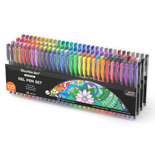120 Unique Colors (No Duplicates) Gel Pens Gel Pen Set for Adult Coloring Books Art Markers