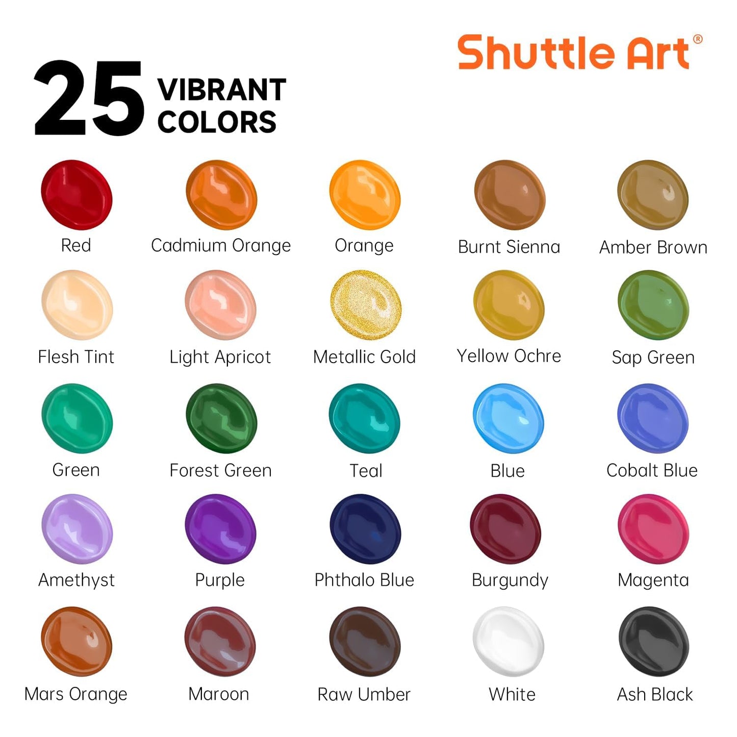 Premium Paint Set, 25 Vintage Colours, 2oz/60ml Bottles, Rich Pigmented Acrylic Paints for Artists, Beginners and Kids on Canvas, Wood, Ceramic