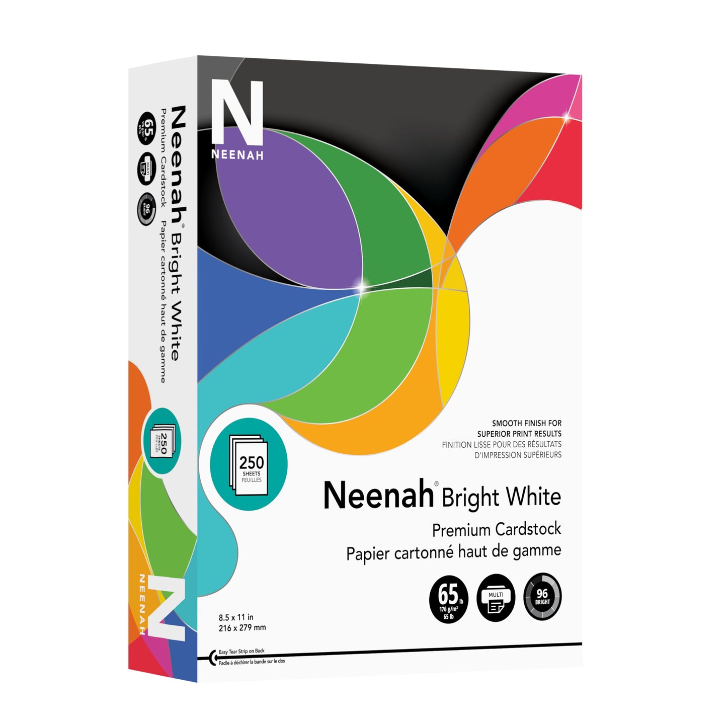 Bright White Bright White Card Stock, 96 Bright, 65 lb Cover Weight, 8.5 x 11, 250/Pack