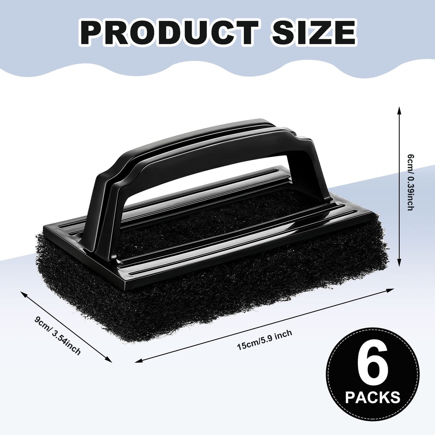 6 Pcs Screen Printing Scrub Pad with Black Handle Screen Print Ink Scrub Brush Chemical Resistant Scrub Cleaner Screen Printing Supplies for Degreasing Reclaiming Mesh Frames Silkscreen Ink Remover