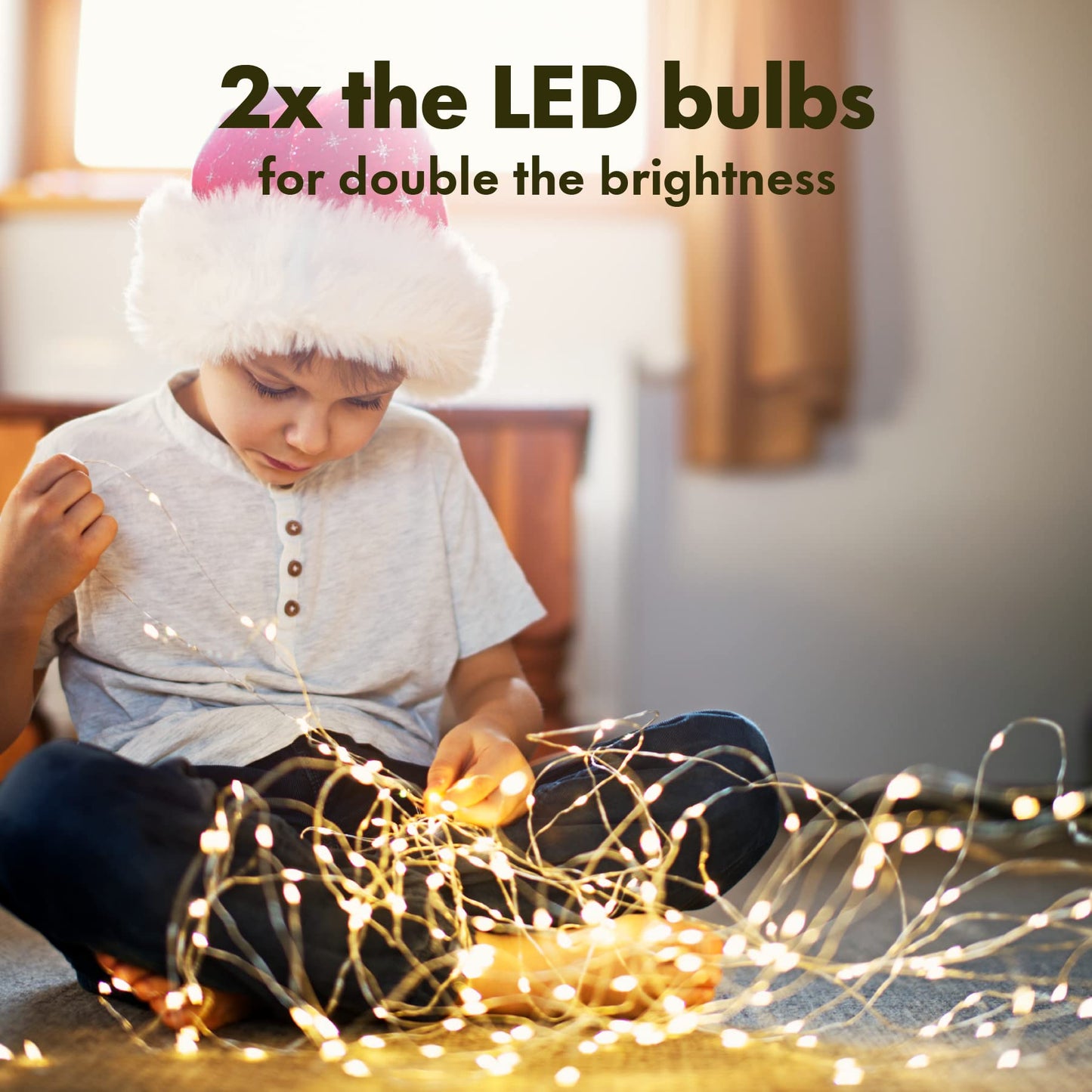 33 FT 100 LED Silver Wire Fairy String Lights for Christmas Wedding Party Home Holiday Decoration,Battery Operated, Warm White, Pack of 1