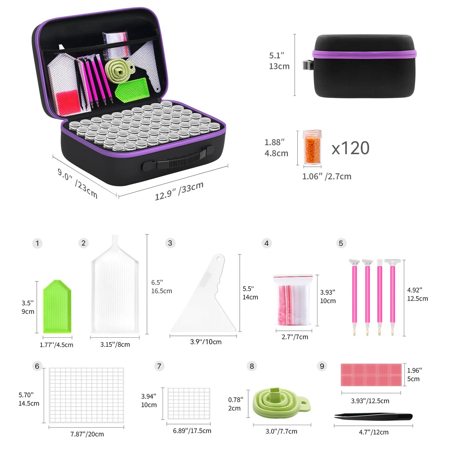 120 Slots Storage Container for Diamond Art Kits for Adults,Portable Bead Storage Boxes for Diamond Painting Accessories and Tools