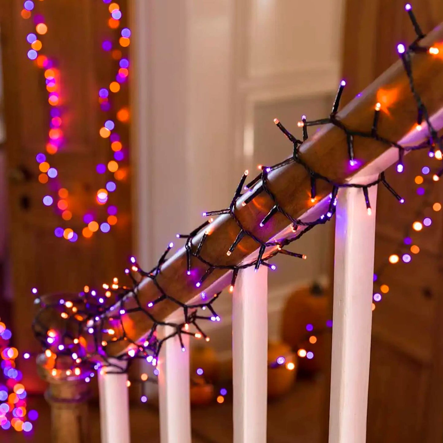 164FT 500 LED Halloween Lights, 8 Modes Waterproof Plug in String Lights for Halloween Indoor Outdoor Yard Party Wedding Garden Home Decorations (Purple & Orange)