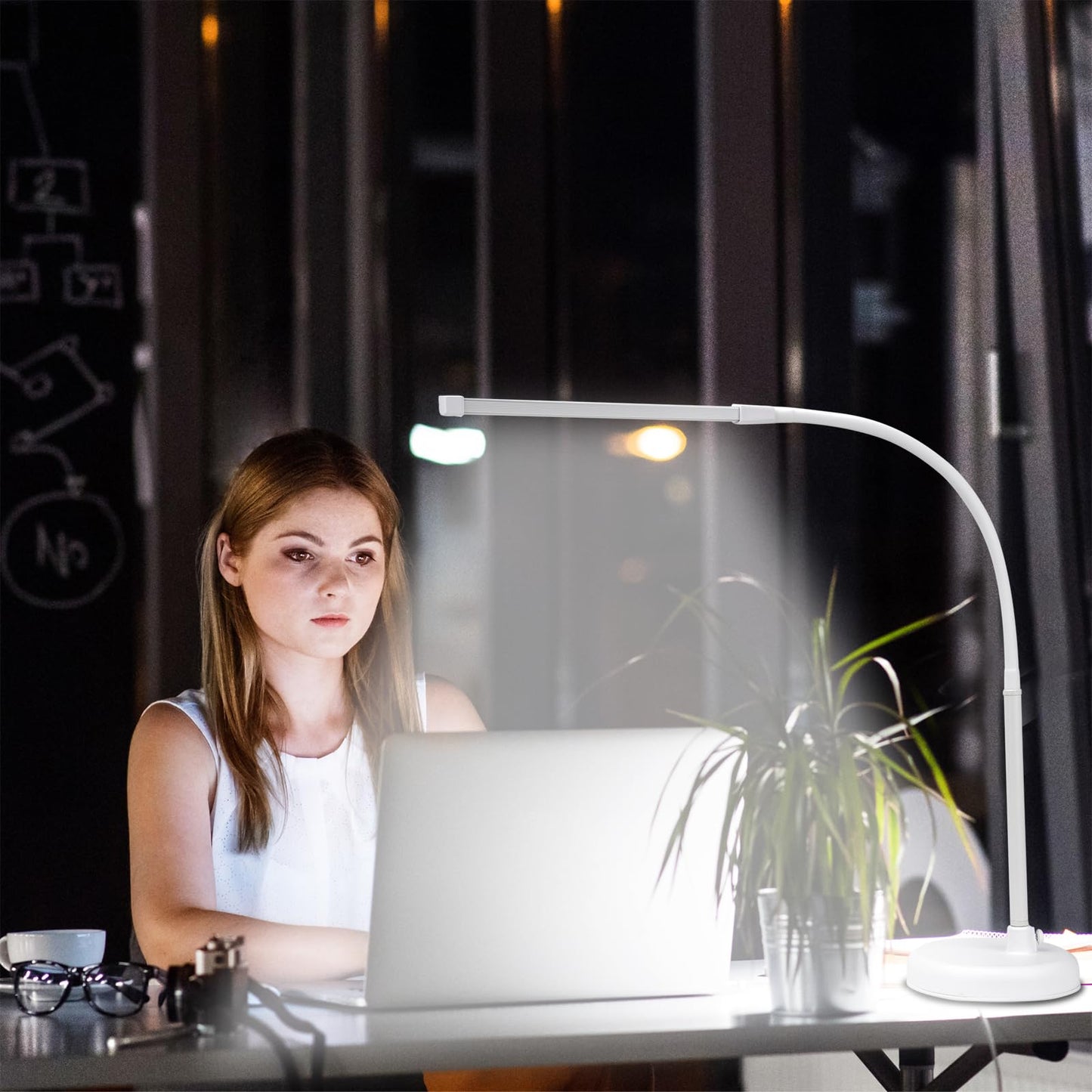 LED Desk Lamp, Swing Arm Architect Task Lamp with Long Flexible Gooseneck, Heavy Base, 3 Color Modes, 10 Brightness Levels, and USB Adapter, Desk Light for Home/Office/Drafting/Reading