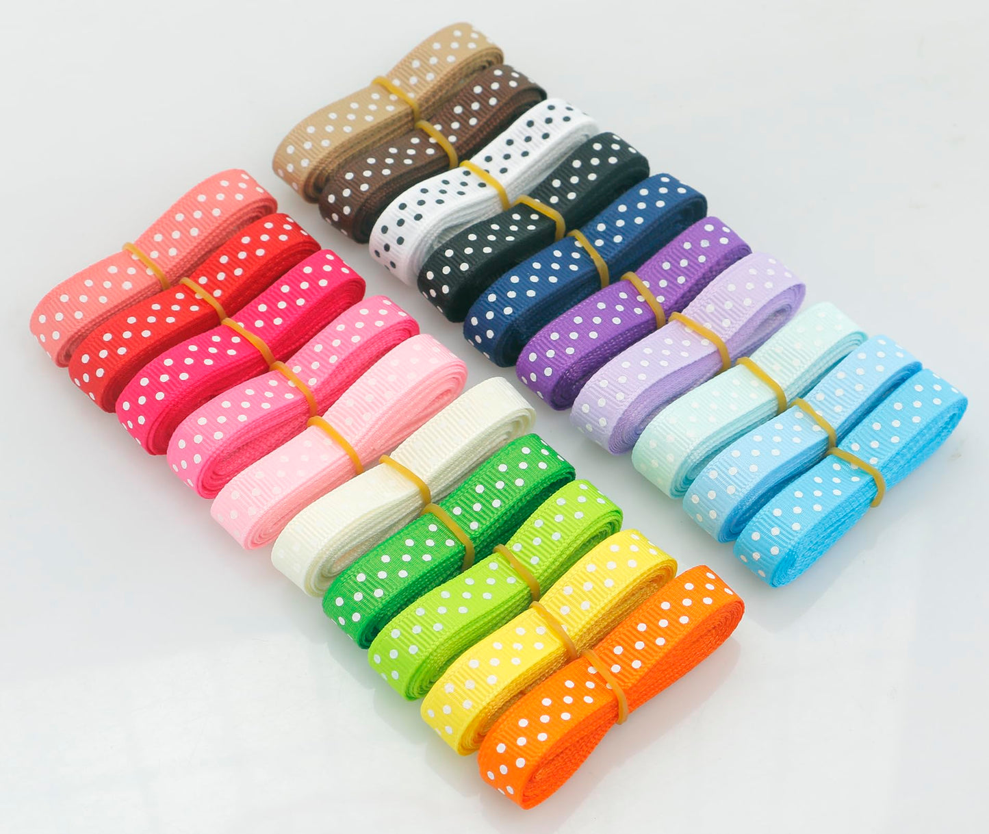 Grosgrain Ribbons for Crafts Gifts Wrapping 3/8" Boutique Polka Dot Fabric Ribbon 40yd (20 x 2yd)