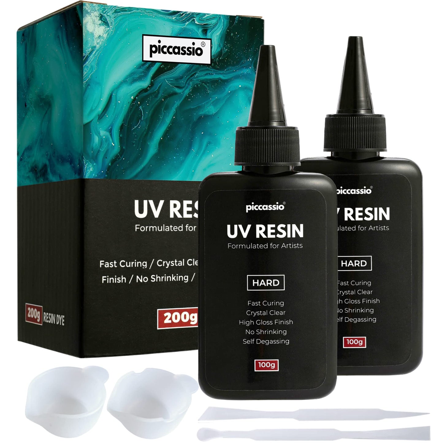UV Resin Clear 200g – Upgraded Hard Type UV Glue – Rapid Cure Craft Resin Using UV Light – Casting and Coating for DIY Crafts, Jewelry, Keychains, Clear-Cast Parts