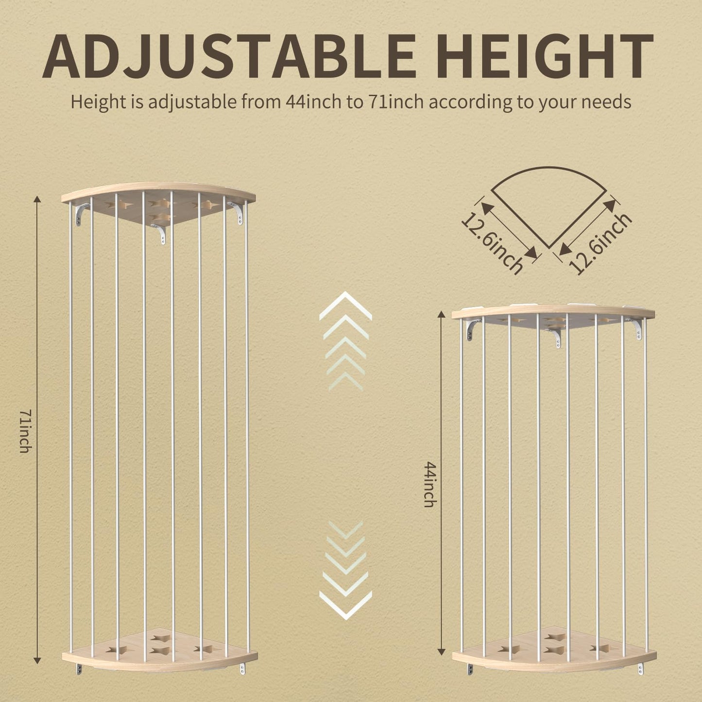 Stuffed Animal Storage Wood Corner Plush Toys Holder with Star Pattern, Length Adjustable Hanging Stuffed Animal Toy Organizer Shelf for Nursery Play Room Bedroom Kid Room