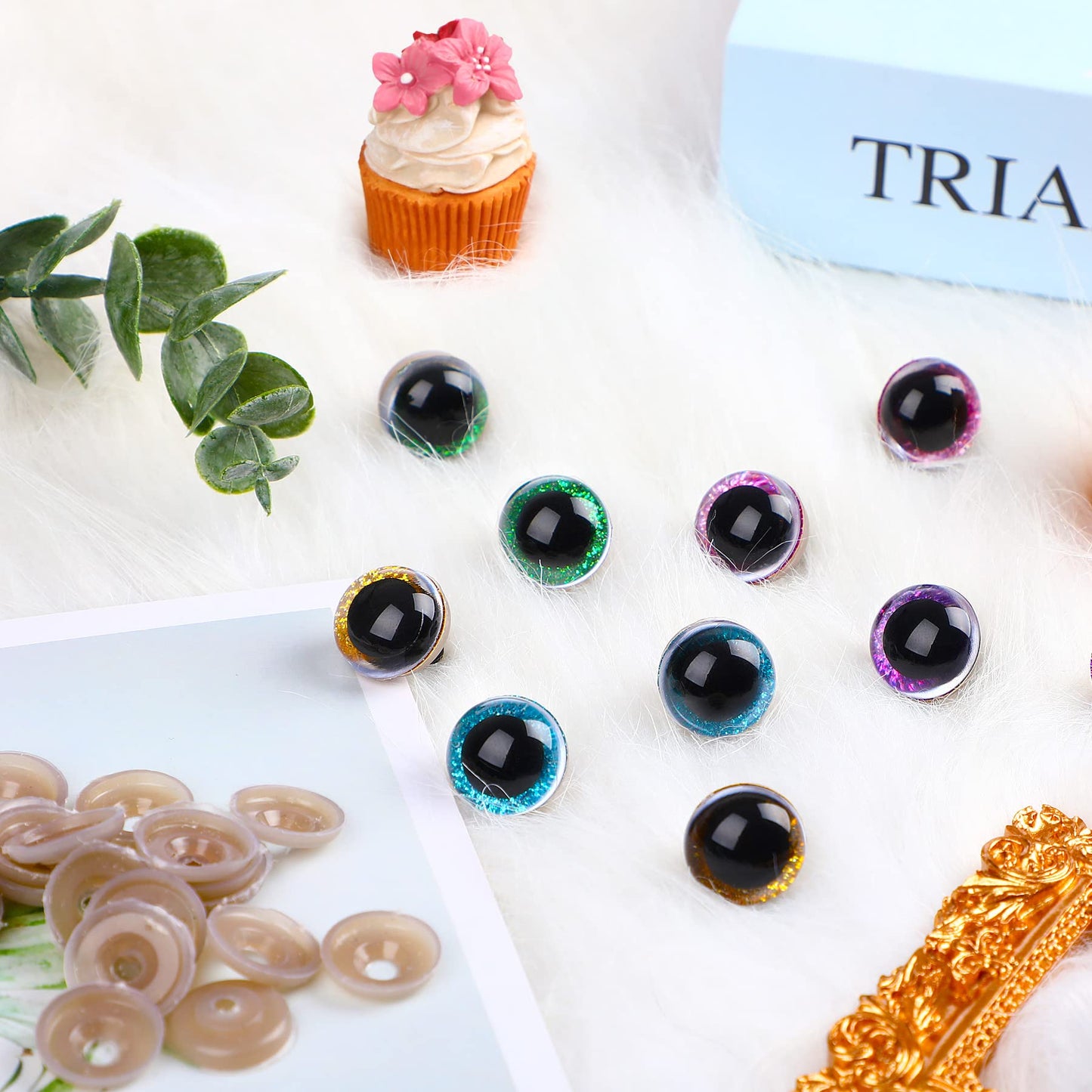 180 Pieces 10-20 mm Large Safety Eyes and Nose with Washers for Amigurumi Stuffed Animal Eyes Plastic Craft Doll Crochet Eyes for DIY of Puppet, Bear, Toy Making Supplies (Assorted Colors)