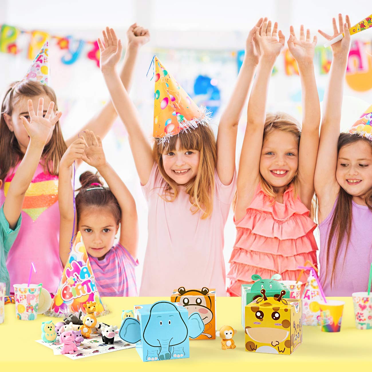 Valentines Day Cards for Kids 28 Pack 3D Animal Box with Puzzle Erasers - Perfect DIY Valentines Cards for Classroom School Games & Valentine Party Favors for Kids