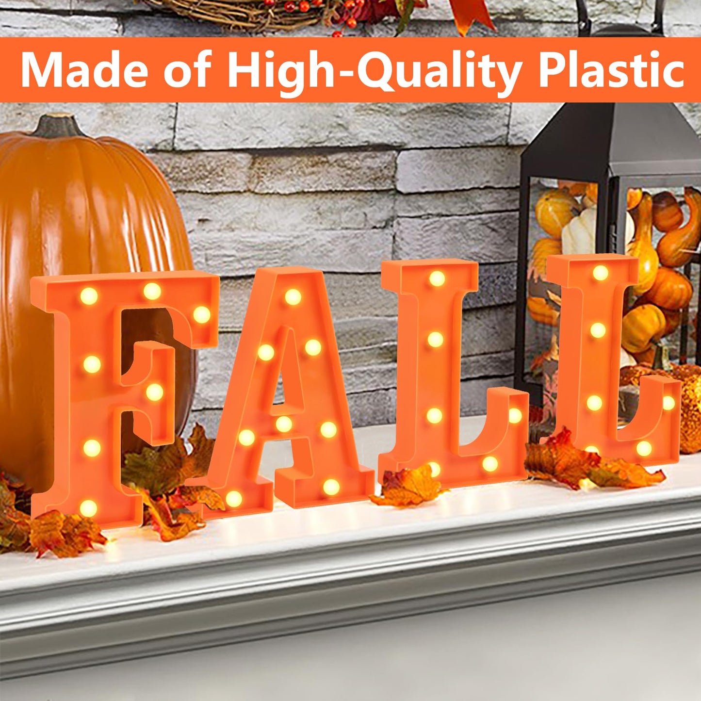 Fall Decorations for Home-4 LED Marquee Light Up Letters "FALL" for Home Thanksgiving Autumn Fireplace Tabletop Party Indoor Decor
