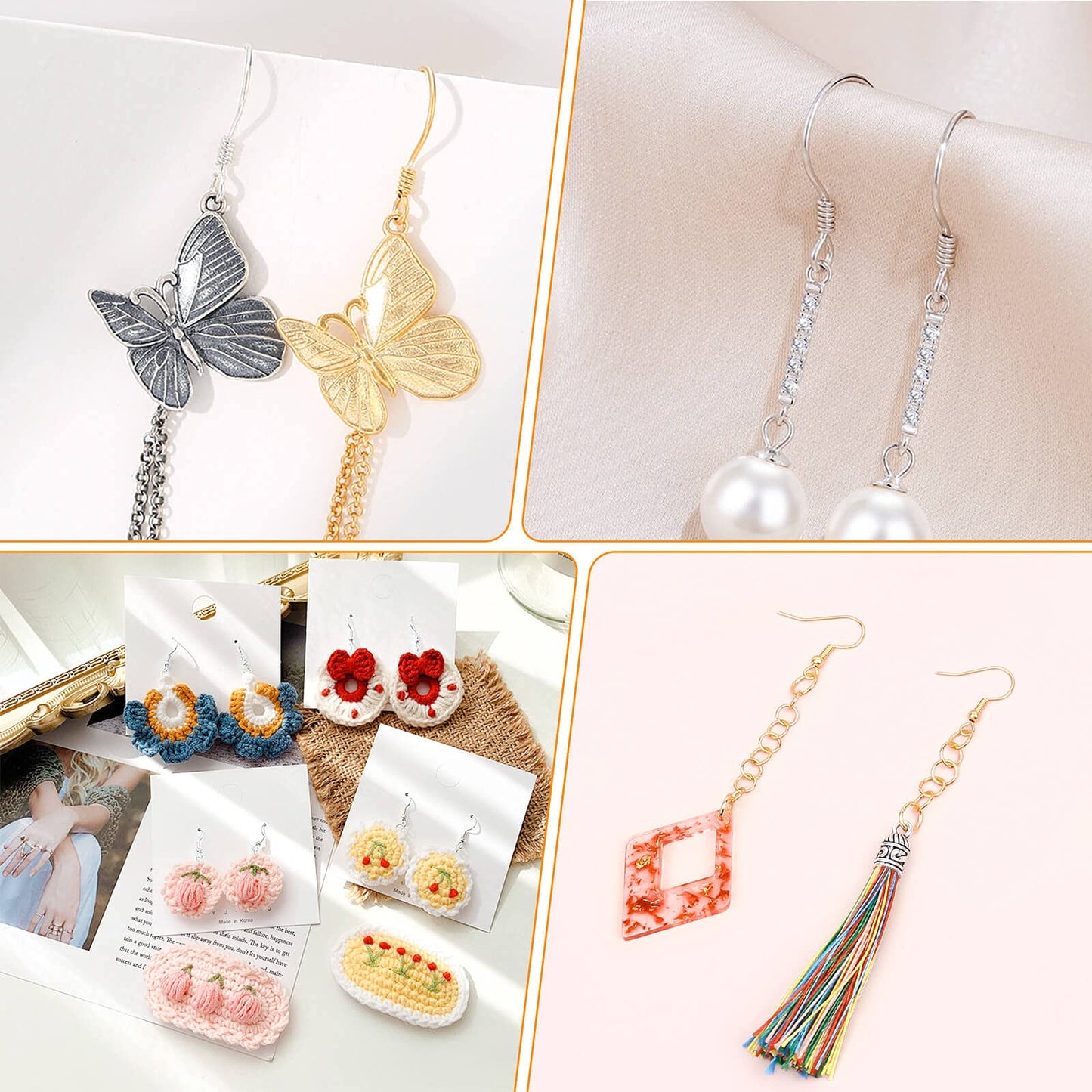 Hypoallergenic Earring Making Kit, 2000Pcs Earring Making Supplies Kit with Hypoallergenic Hooks, Earring Findings, Backs, Pins Jump Rings for Jewelry Making Supplies