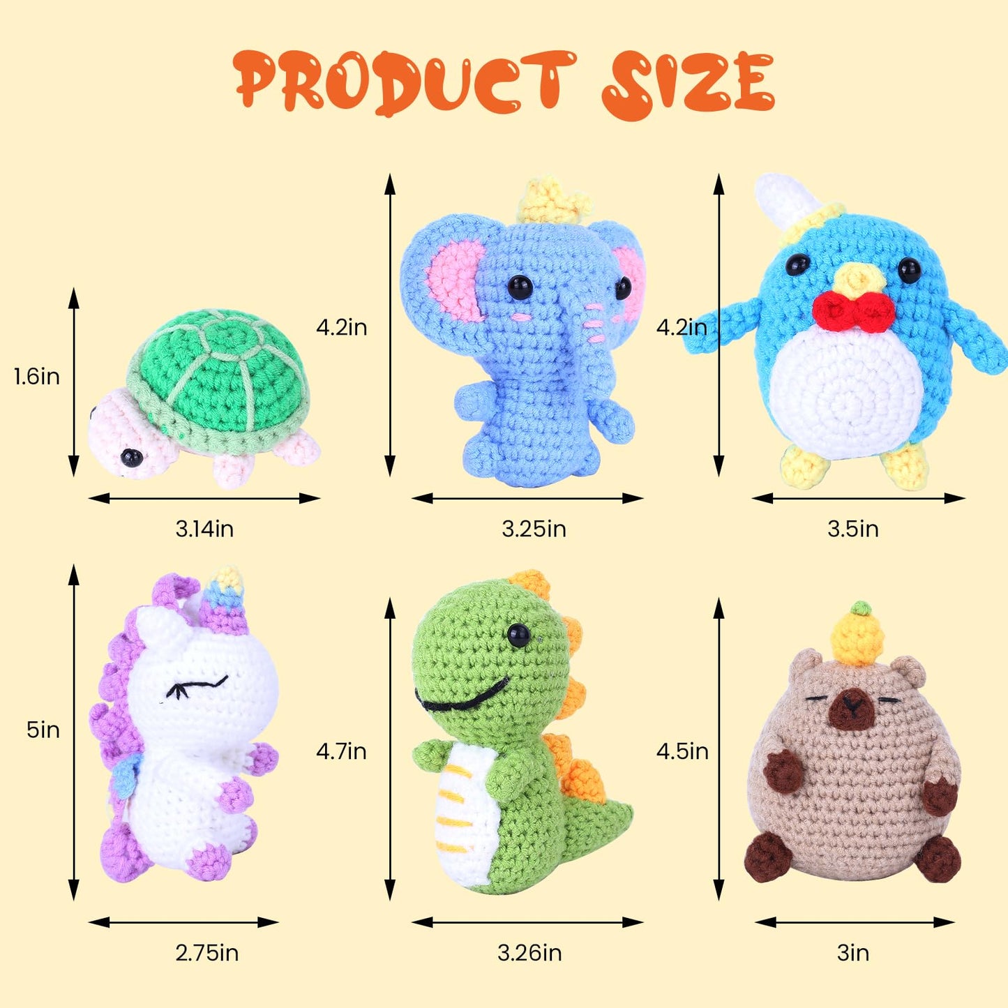 Knitting Kit for Beginners with 6 Pcs Crochet Animal Kit for Beginners in Step by Step Video Tutorials, Beginner Crochet Kit for Adults (Green)