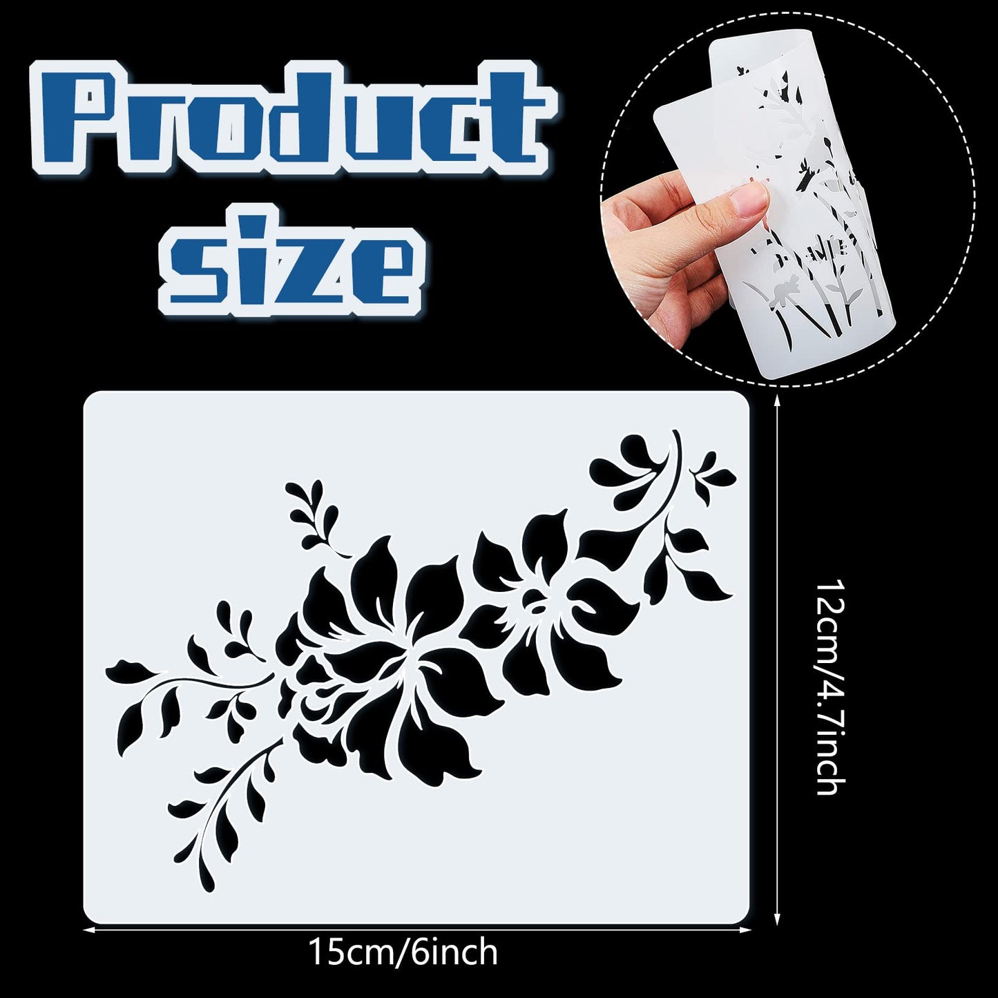 20 Pieces Wildflower Stencils for Painting Template Flower Wall Stencils Reusable Spring Templates PET DIY Drawing for Painting on Wood Wall(Rectangular Style)