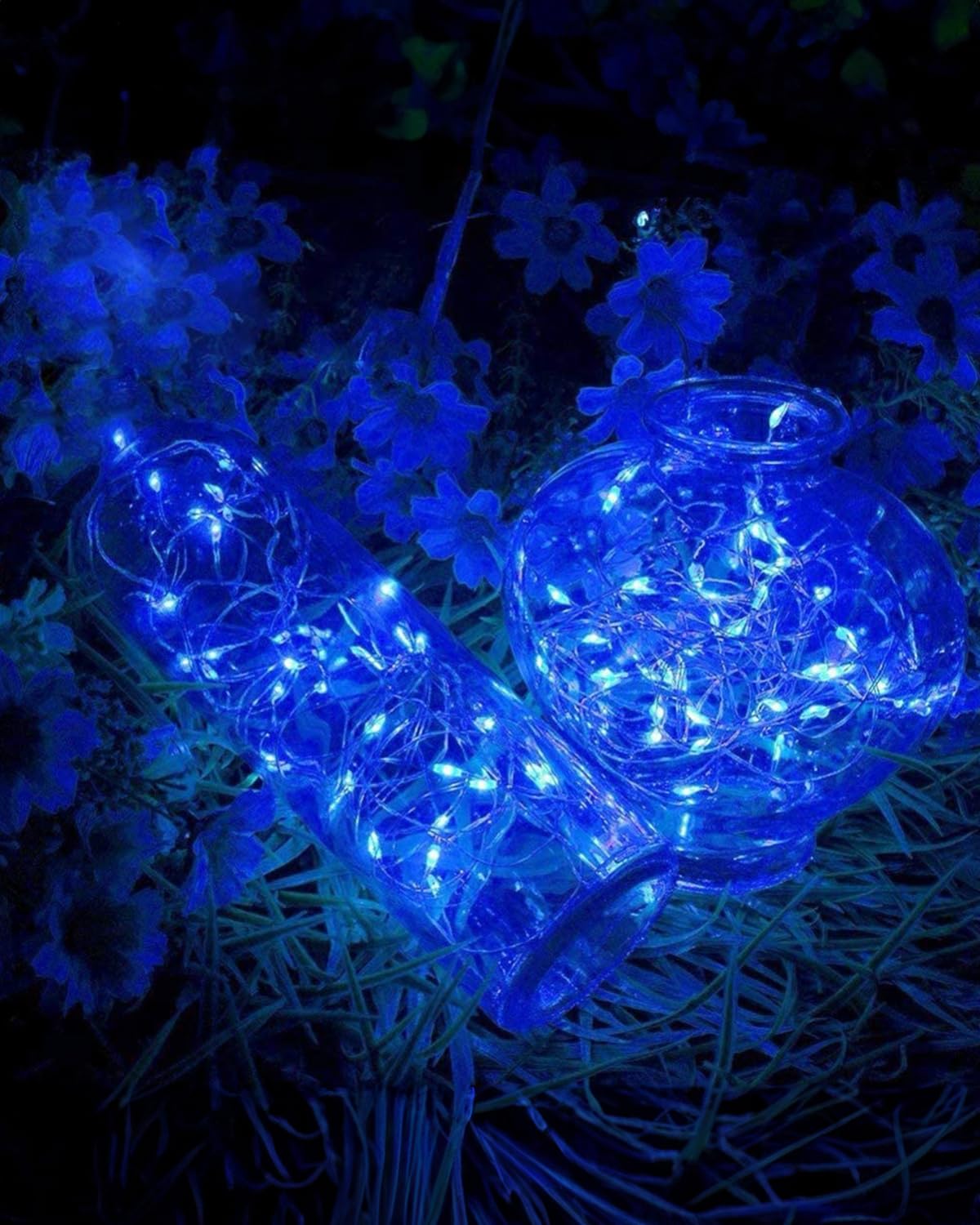 2 Pack Outdoor Solar String Lights, Total 80 FT 240 LED Solar Fairy Lights Outside Waterproof 8 Modes, Christmas Tree Light for Patio Garden Party Backyard Wedding Decor Blue