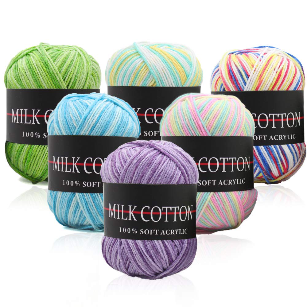 Park 6x300g Yarn Skeins Assorted Colors - Acrylic Soft Yarn for Knitting & Crochet, Includes 650 Yards