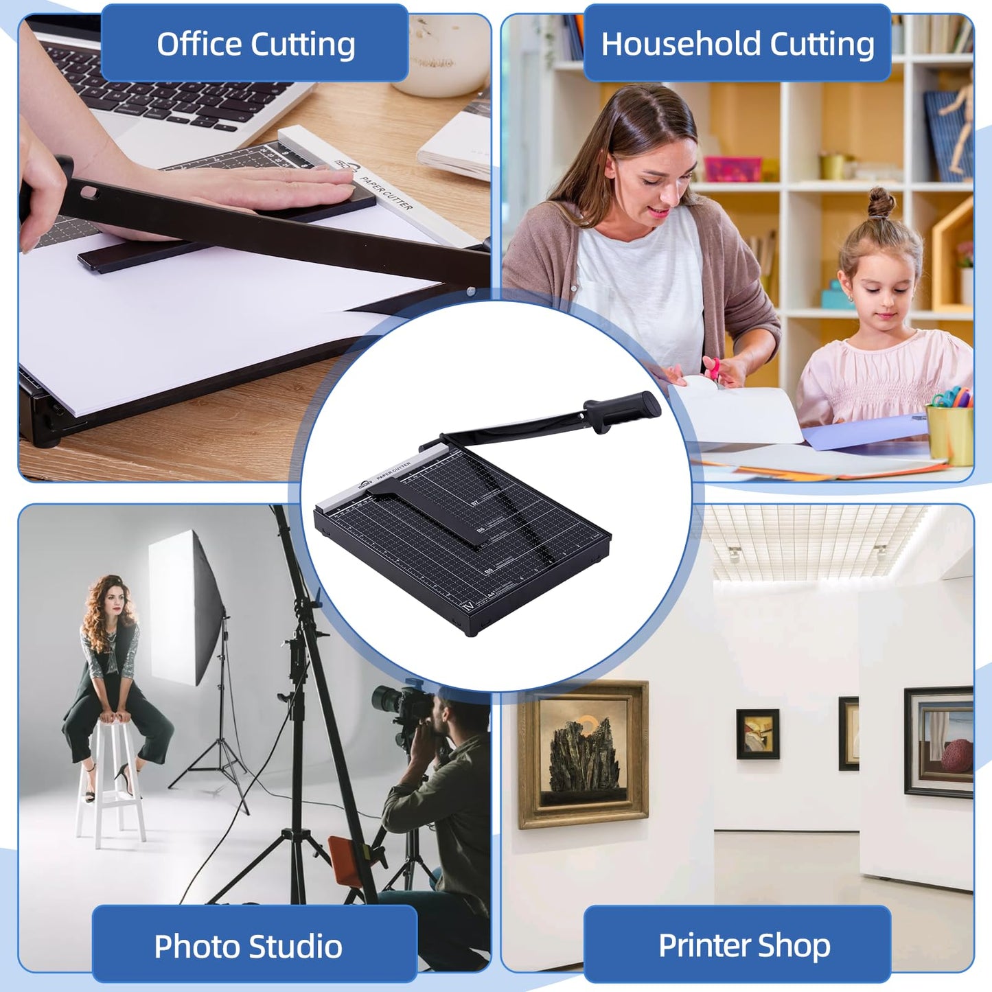 12-Inch Guillotine Paper Cutter, 15 Sheet Capacity, Blade Lock & Magnetic Guide, Heavy-Duty Metal Base for Precision Cutting of Cardstock, Photos, and Crafts - Ideal for Home & Office