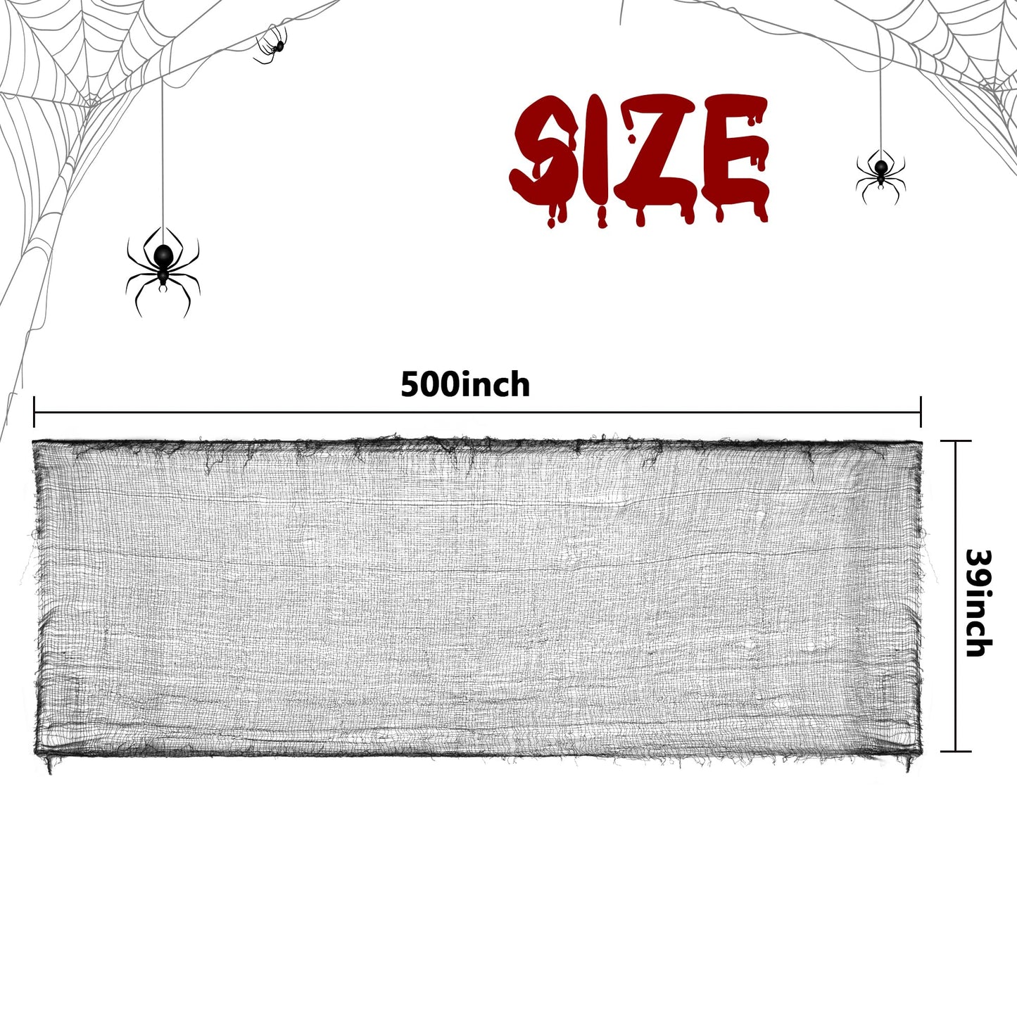 500x39 Inch Large Size Creepy Black Scary Spooky Cloth-Windows Doorways Cover Gauze for Halloween Party Haunted House Decor
