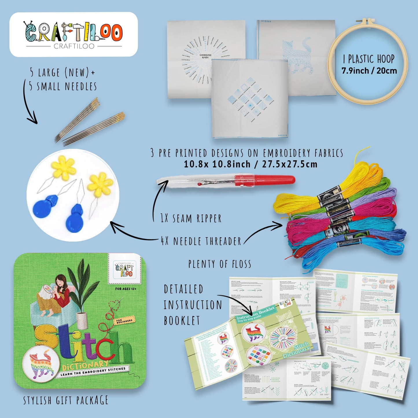 Embroidery Kit for Beginners Cross Stitch Kits for Beginners Embroidery Kits for Adults Cross Stitch kit Beginner Embroidery kit for Adults Cat