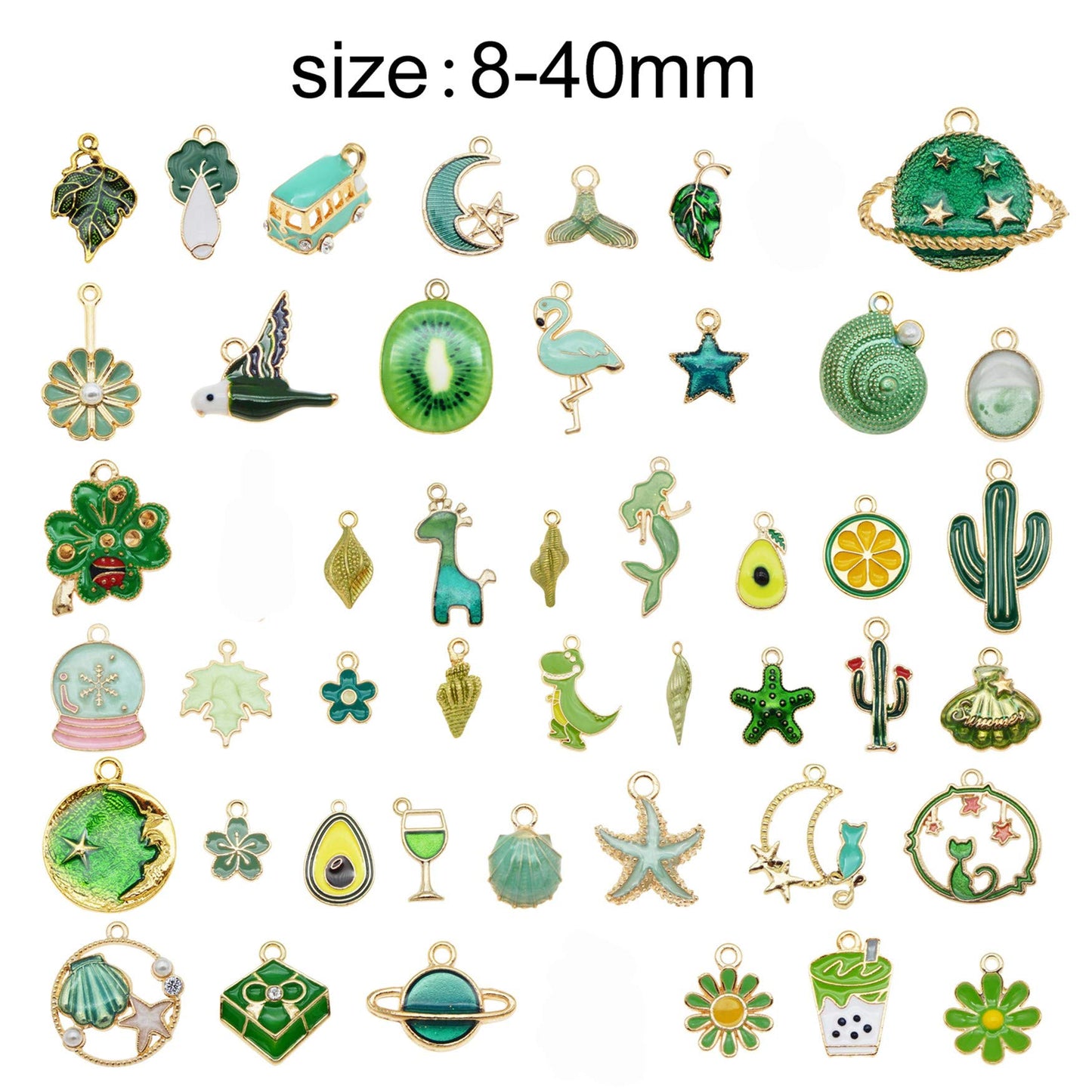 30pcs Mixed Enamel Green Theme Charms Pendants for Jewelry Making Bulk lot Necklace Earrings Bracelet Craft Findings