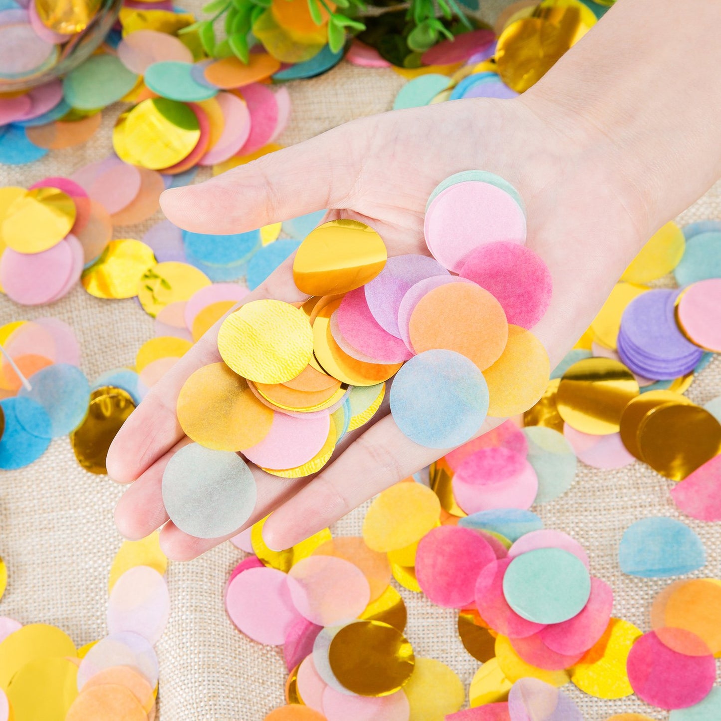 1 Inch Multicolor Round Tissue Confetti (Mixed Colors, 3.5oz)