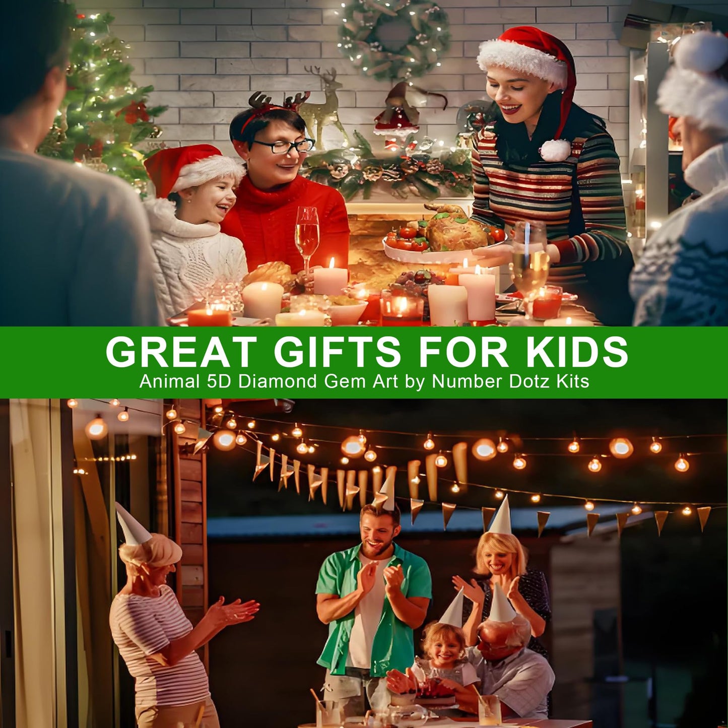 Diamond Painting Kits for Kids, 4Pcs Kids Diamond Art Animal 5D Diamond Gem Art by Number Dotz Kits Art and Crafts for Kids Ages 6-8-10-12 Girls Boys for Birthday Halloween