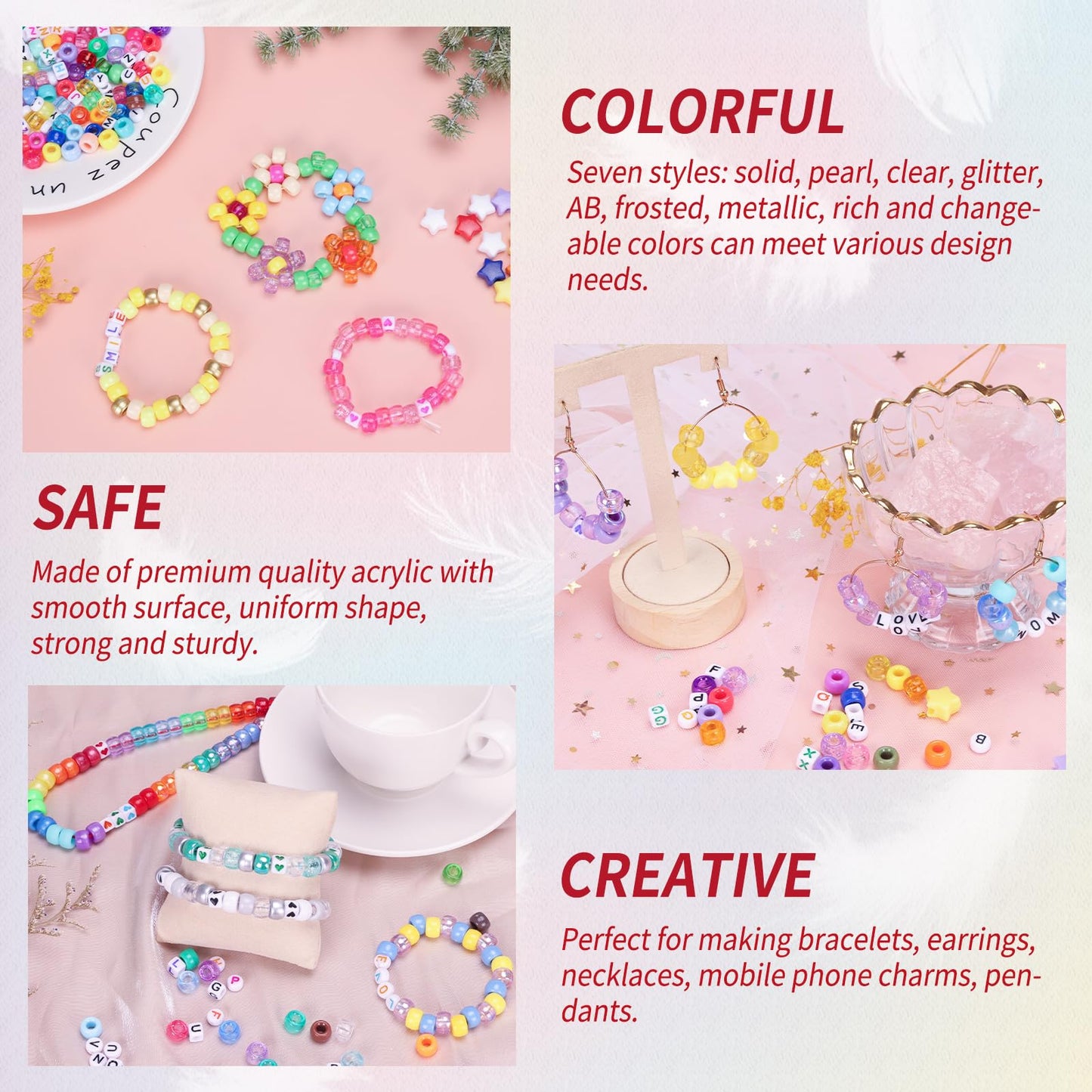 96 Colors 3000pcs Pony Beads Bracelet Making Kit Friendship Bracelet Kit Rainbow Kandi Beads with Letter and Heart Beads Elastic Threads for Jewelry Necklace Making