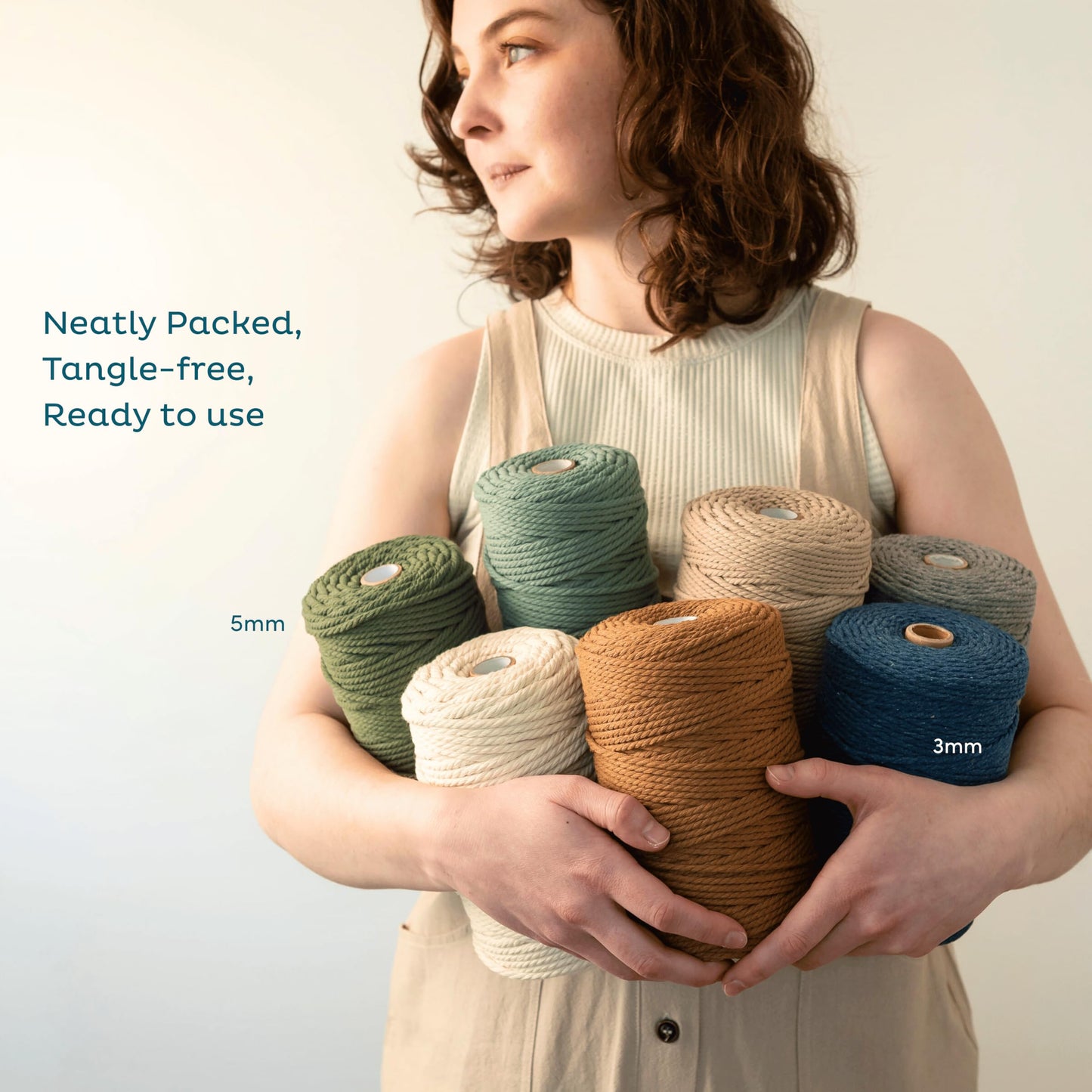 Theory Cotton 3mm Macrame Cord 220 Yards - 4mm 5mm Soft Macrame Rope Perfect for Knots - Supplies for Wall Hangers & Boho Decorations - Cotton String (Cream 3mm 220 Yards)