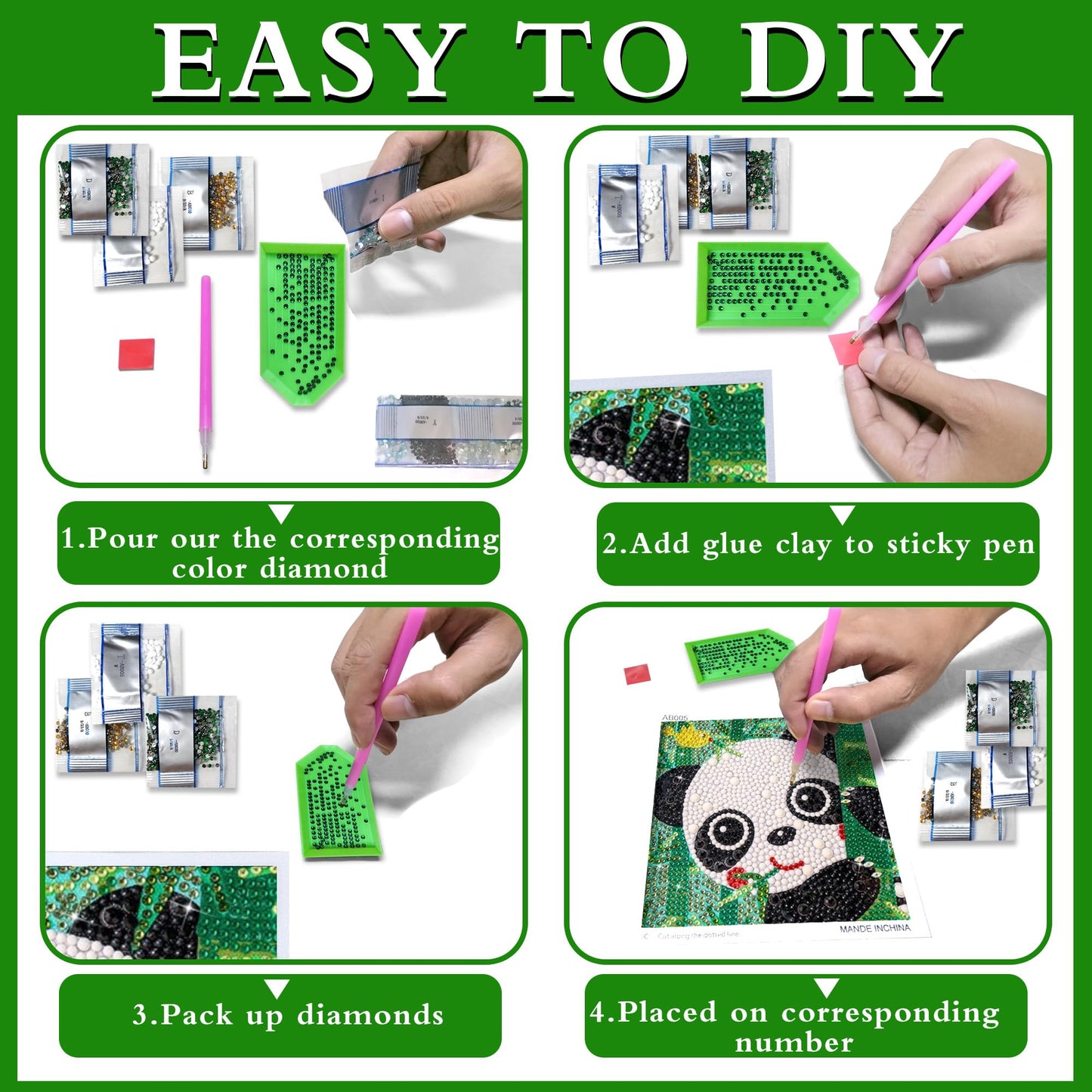 Diamond Painting Kits for Kids, 4Pcs Kids Diamond Art Animal 5D Diamond Gem Art by Number Dotz Kits Art and Crafts for Kids Ages 6-8-10-12 Girls Boys for Birthday Halloween