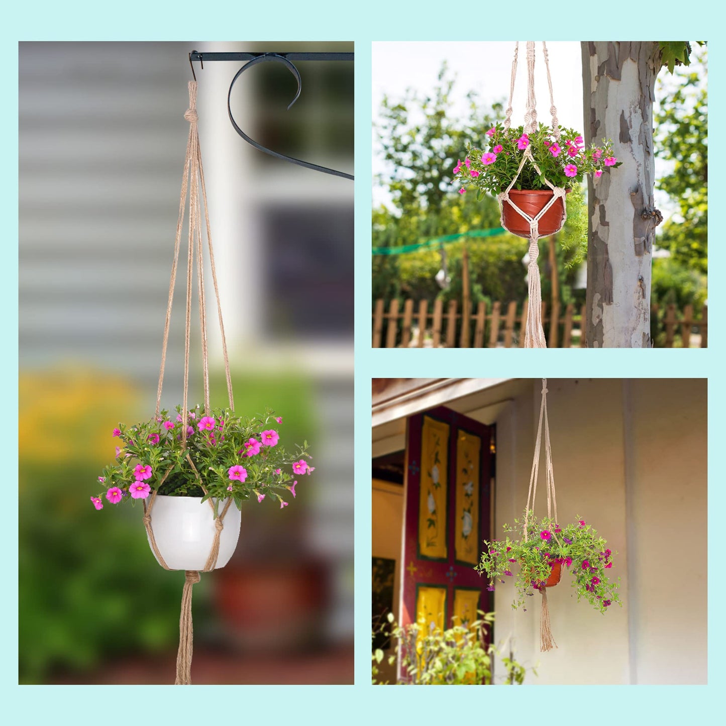 2 Pack 48 Inches Large Macrame Plant Hanger Rope to Hang Flower Pot Plant Holder for Indoor Outdoor Decorations, 4 Legs