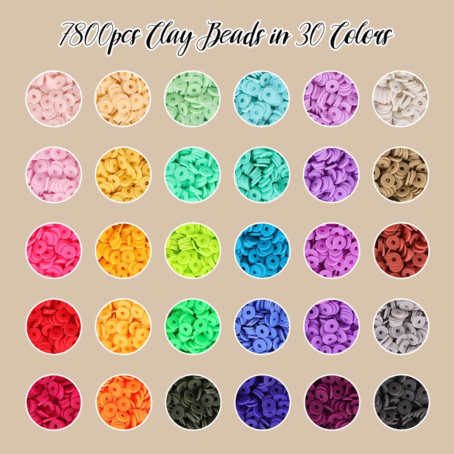 8200pcs Clay Beads Bracelet Making Kit, 30 Colors Flat Preppy for Friendship Bracelets, Polymer Heishi Beads with Charms for Jewelry Making, Holiday Crafts Gift for Teen Girls Adults