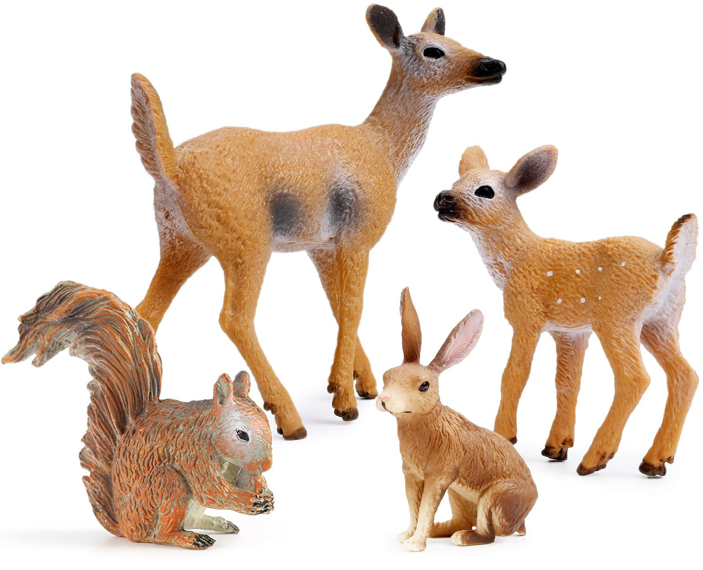 Forest Animals Figures, Woodland Creatures Figurines, Miniature Toys Cake Toppers (Deer Family, Fox, Rabbit, Squirrel)
