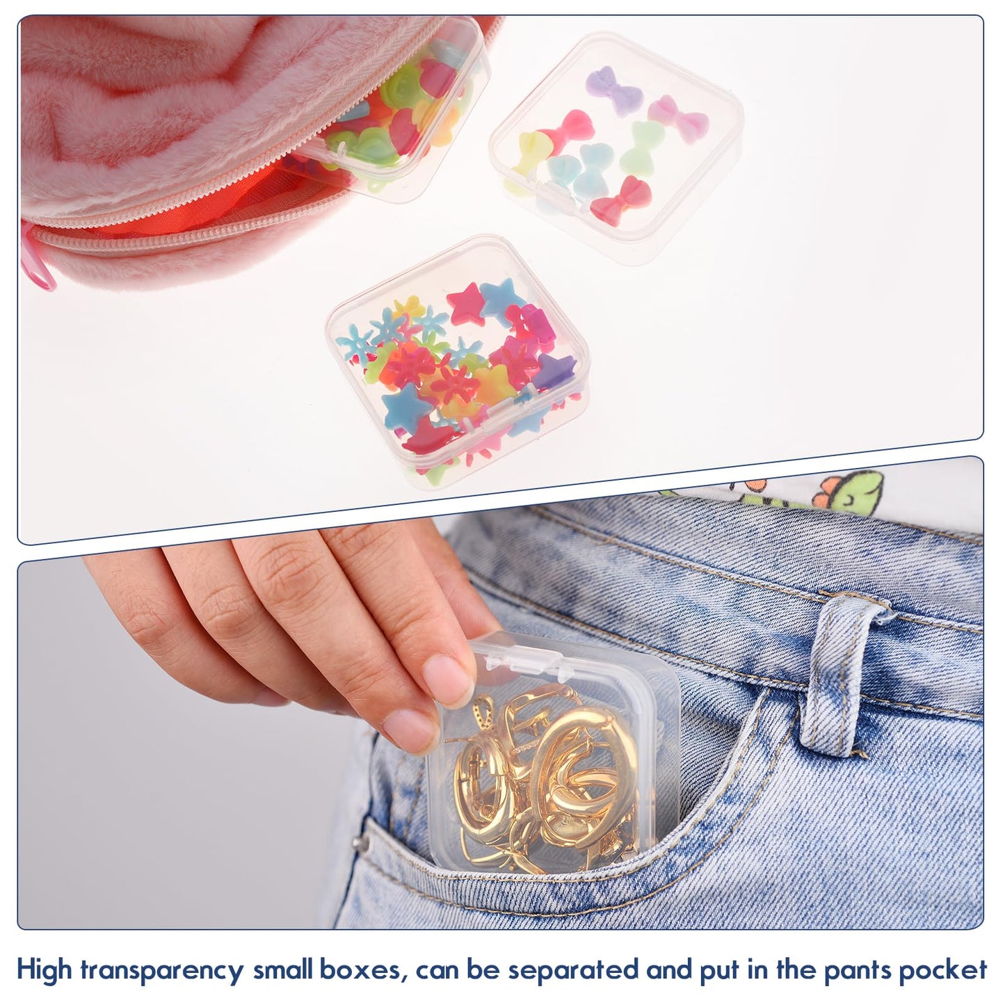 Small Bead Storage Containers 30 Pieces Plastic Storage Organizers Stackable Art Storage Case Transparent Boxes Jewelry Beads Storage Box(1 Pack)