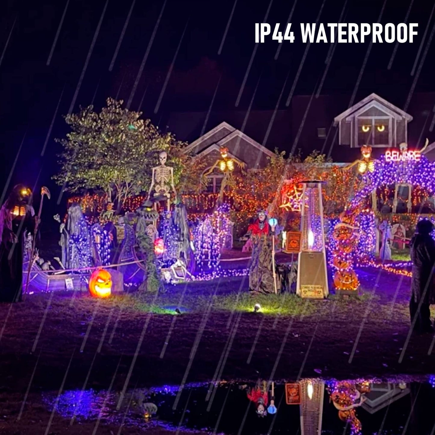 164FT 500 LED Halloween Lights, 8 Modes Waterproof Plug in String Lights for Halloween Indoor Outdoor Yard Party Wedding Garden Home Decorations (Purple & Orange)