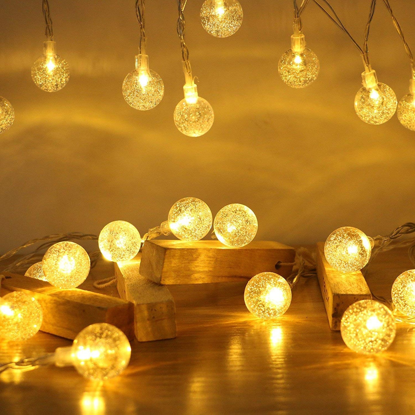 60 LED Globe String Lights, Battery Operated Fairy Lights with Remote for Kids Room Dorm Classroom Outdoor Christmas Tree Decor, Warm White