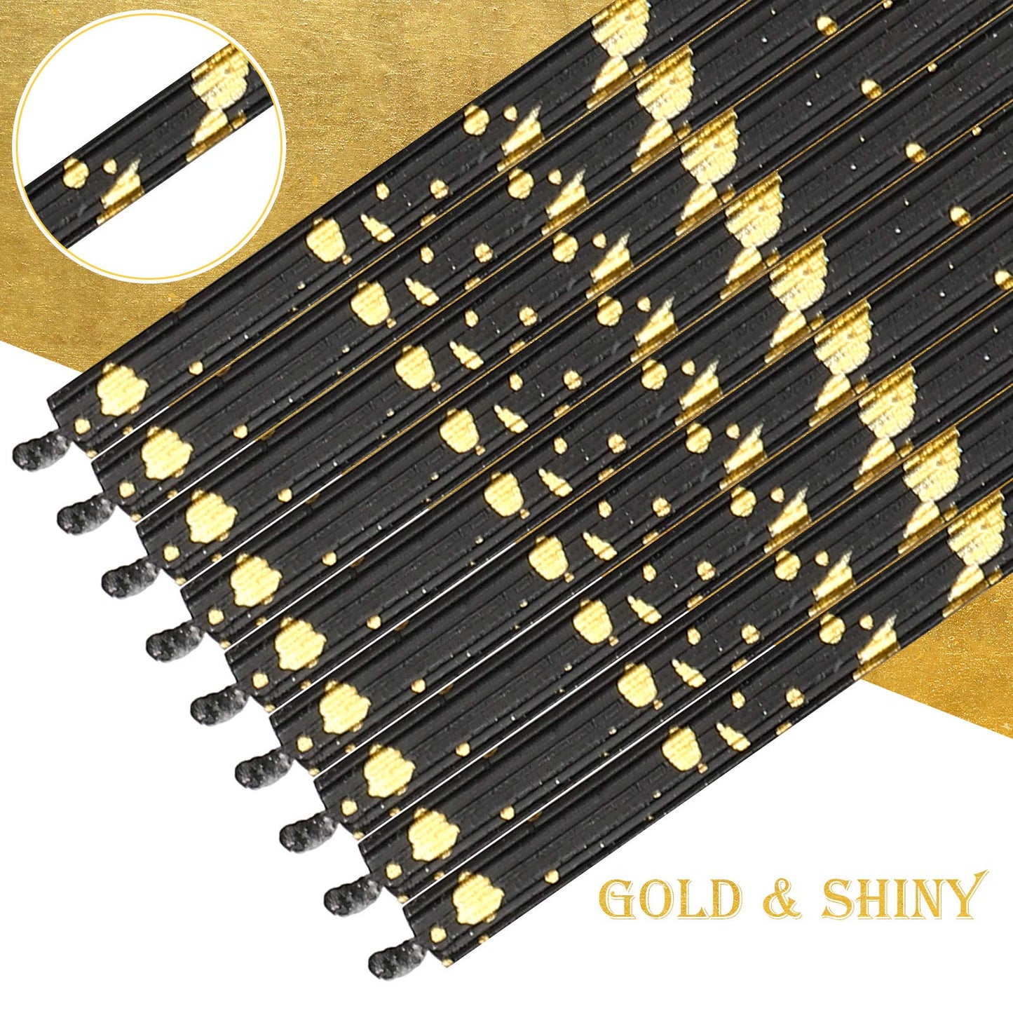 24 Pack Long Thin Birthday Candles for Cakes, Cupcakes, Weddings, Anniversaries, Graduations, Retirement Parties - Decorative Cake Candles for All Celebrations(Black Gold)