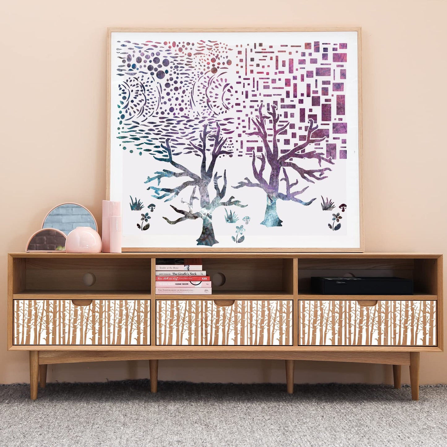 14 Pcs Layering Mixed Media Stencils Leopard Diamond Spirals Cubist Templates Geometric Patterns Stencils for Painting on Walls Canvas DIY Craft Scrapbooking Stamp Decor Card Making (7.87x7.87inch)