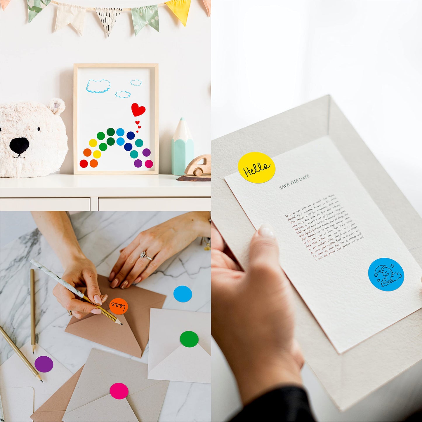 1050 PCS Colored Dot Sticker, 10 Bright Color Round Polka Circle Labels for Warehouse, Retail, Home Organization, Classroom, Office, Food Service and Medical (Each Measure 3/4")