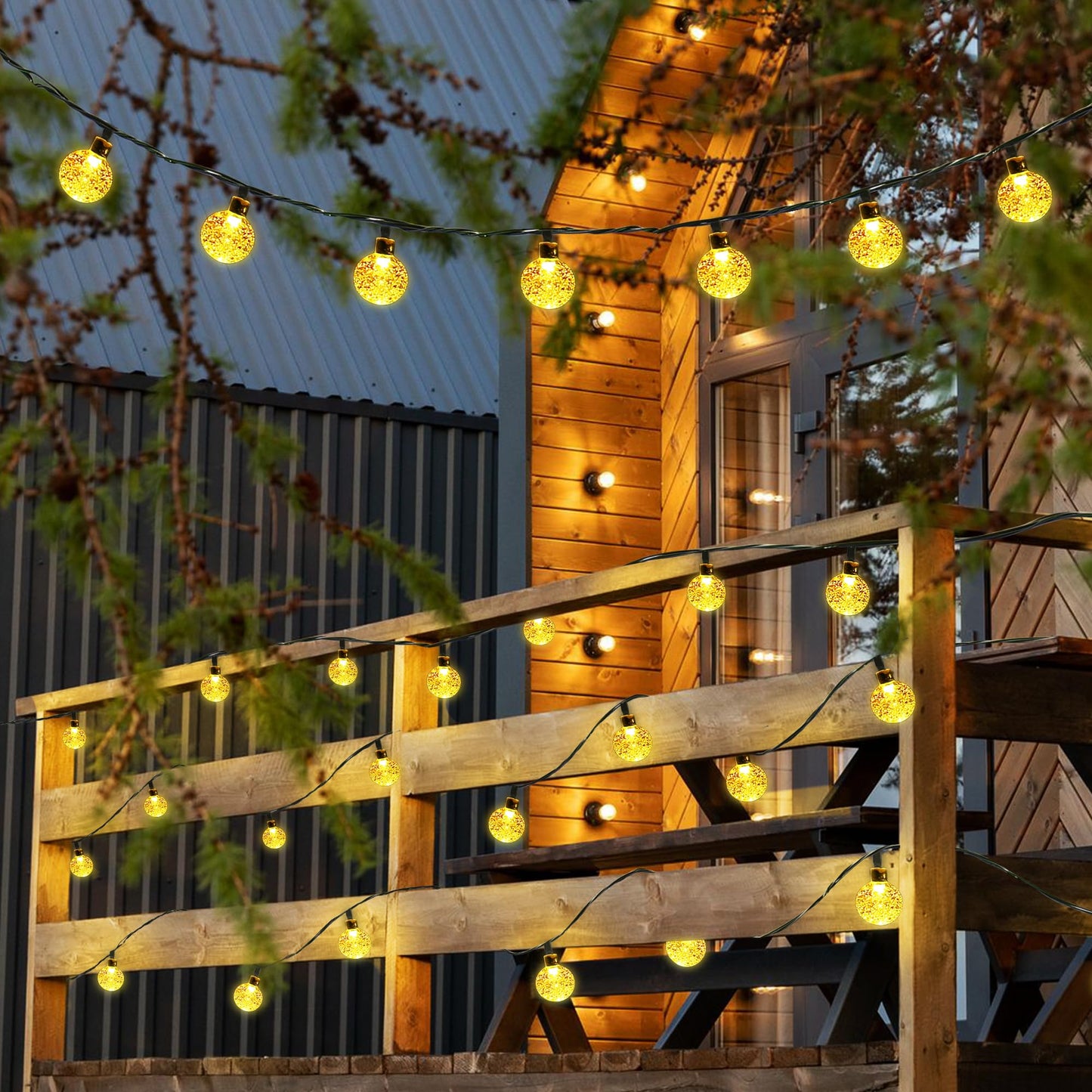 Solar String Lights Outdoor, 65FT 100LED Solar Globe String Lights 8 Lighting Modes, Waterproof Solar Powered Patio Light for Garden Yard Porch Wedding Party Outdoor Decoration (Warm White)